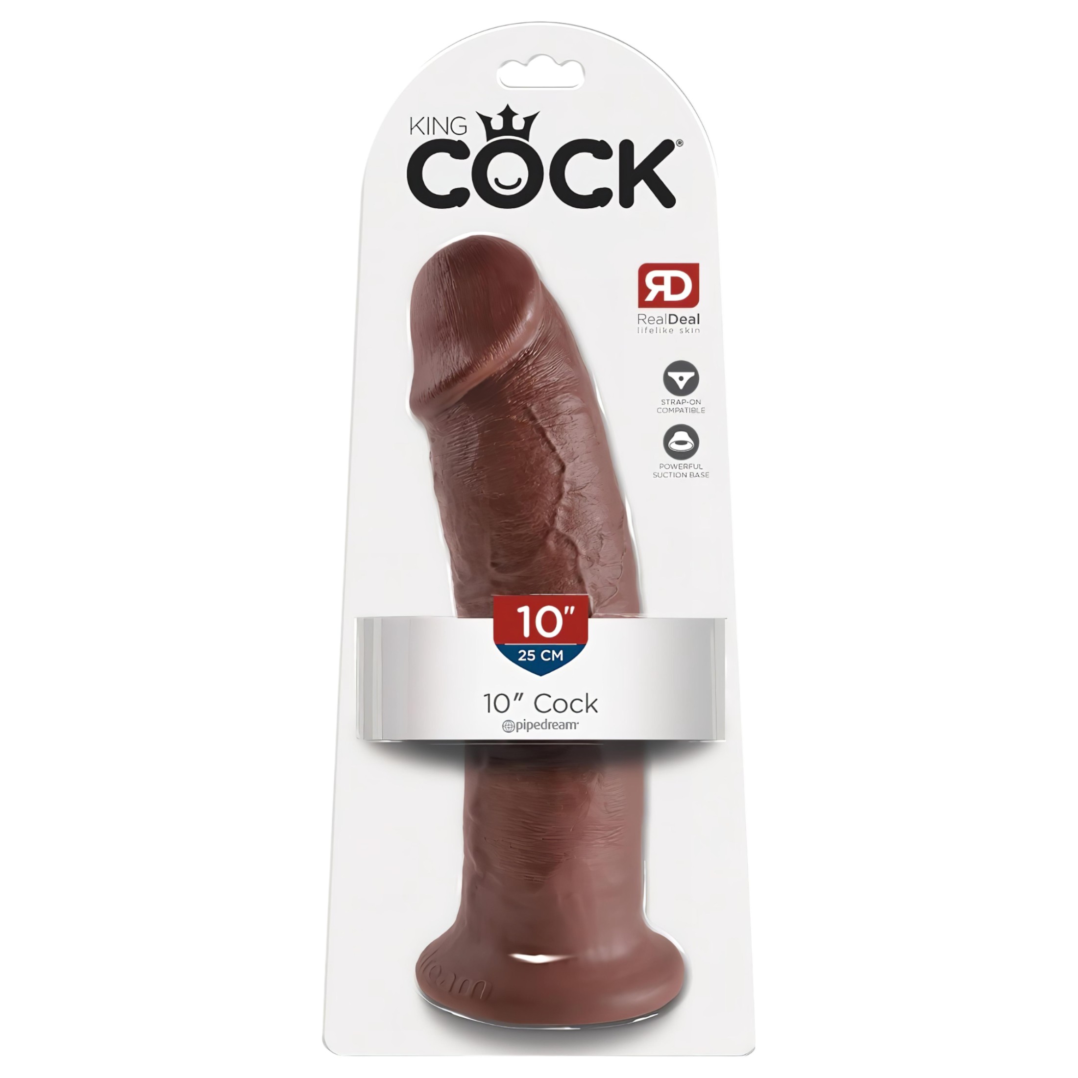 King Cock 10 – nagy tapadókorongos dildó (25cm) – barna