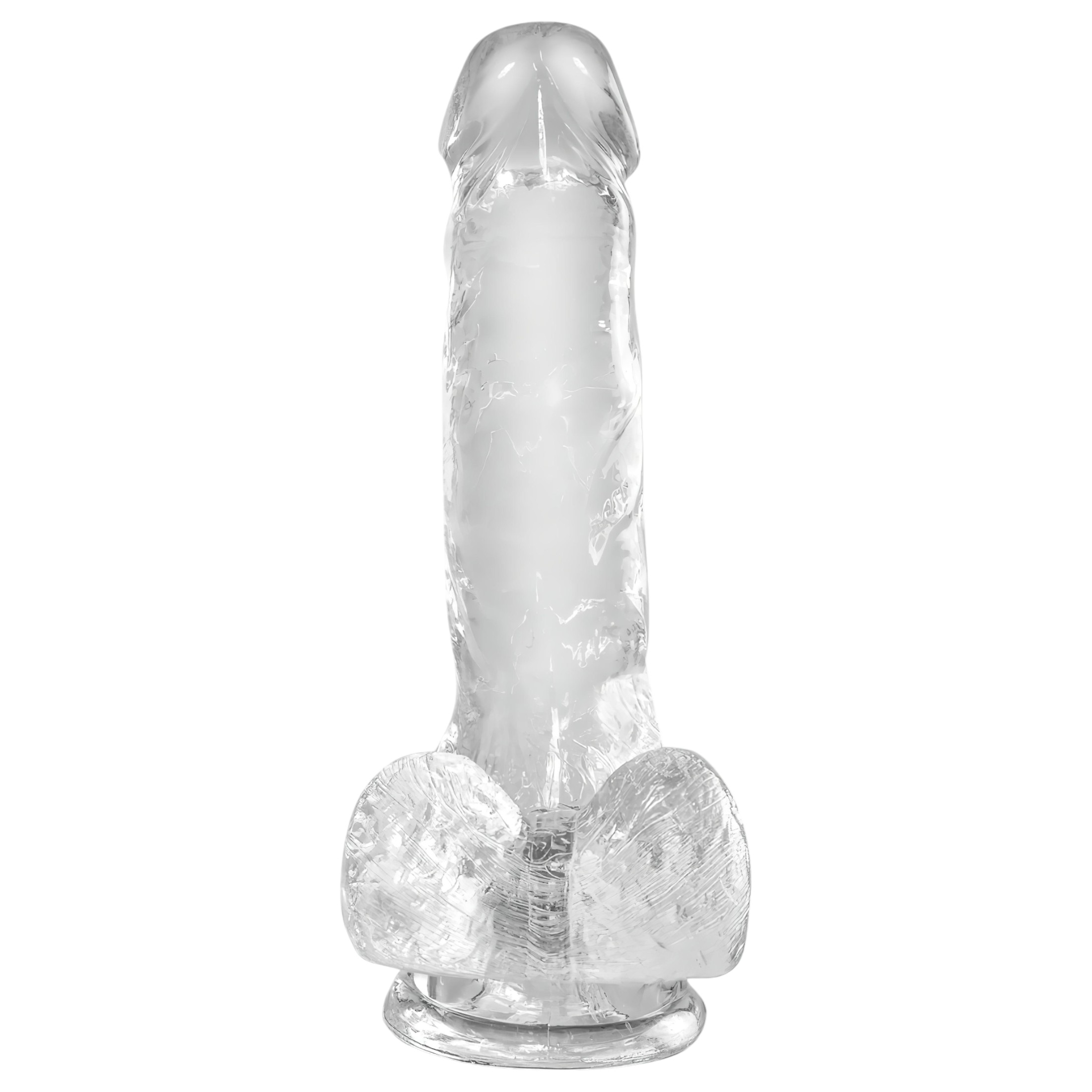 King Cock Clear 6 – tapadókorongos, herés kis dildó (15cm)