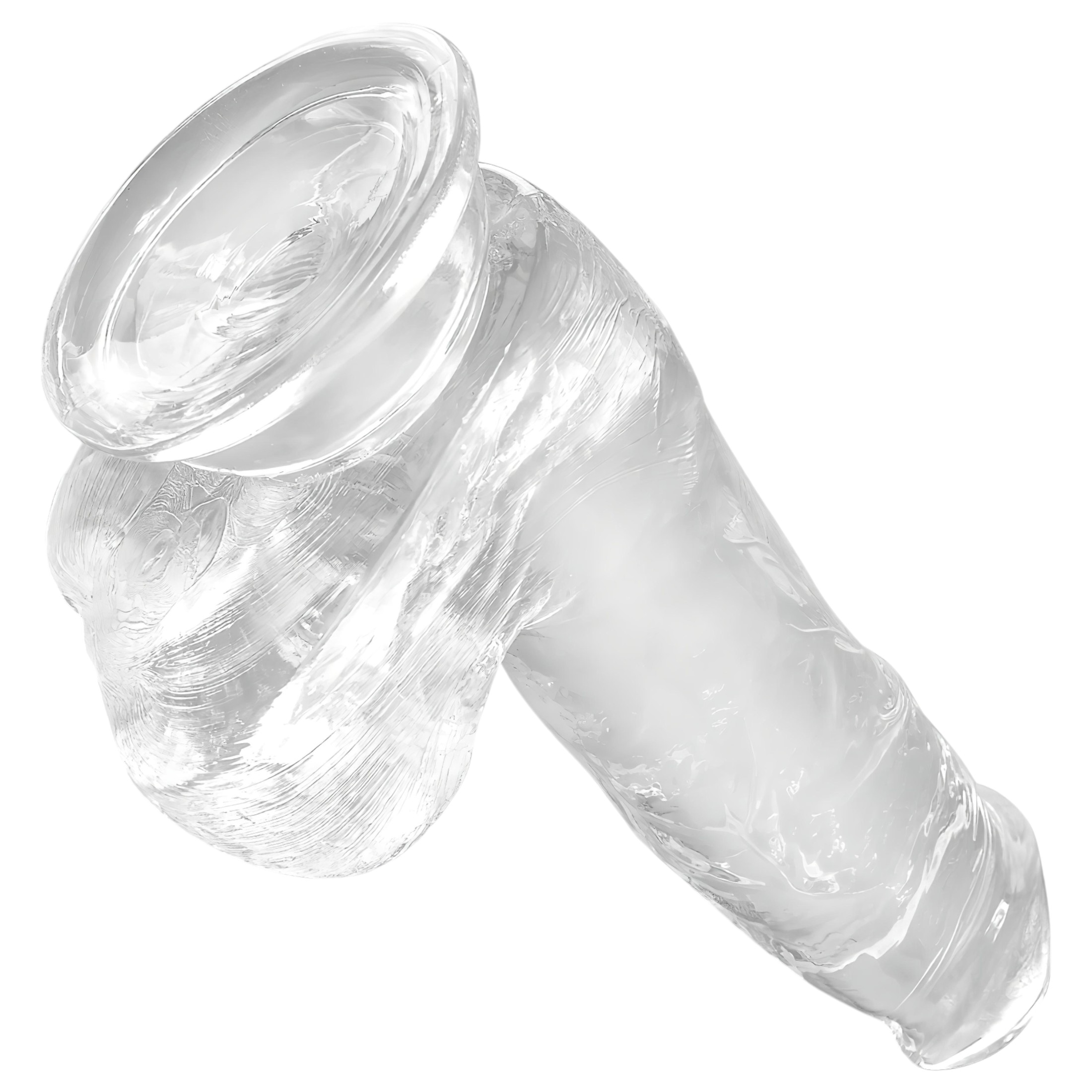 King Cock Clear 6 – tapadókorongos, herés kis dildó (15cm)