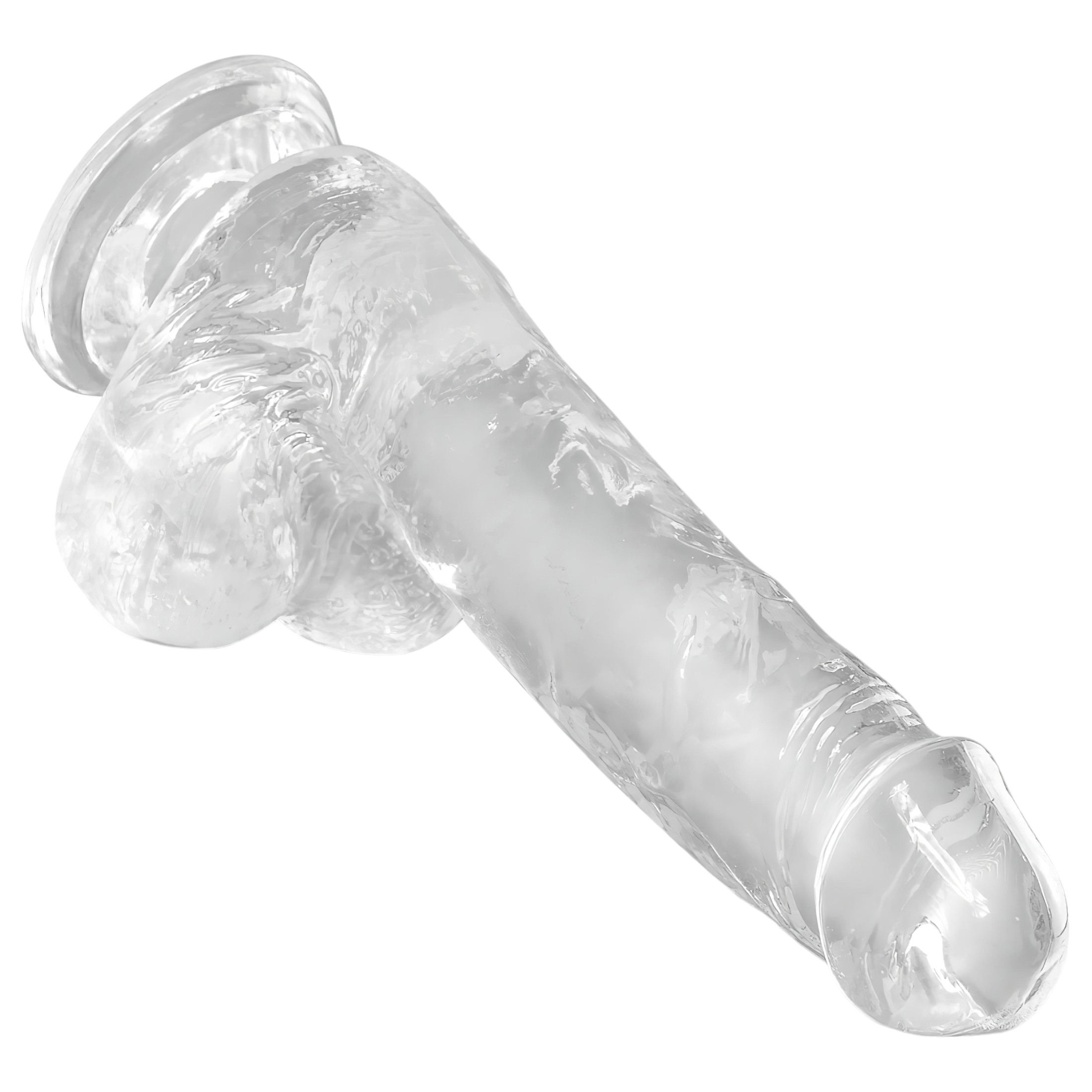 King Cock Clear 6 – tapadókorongos, herés kis dildó (15cm)