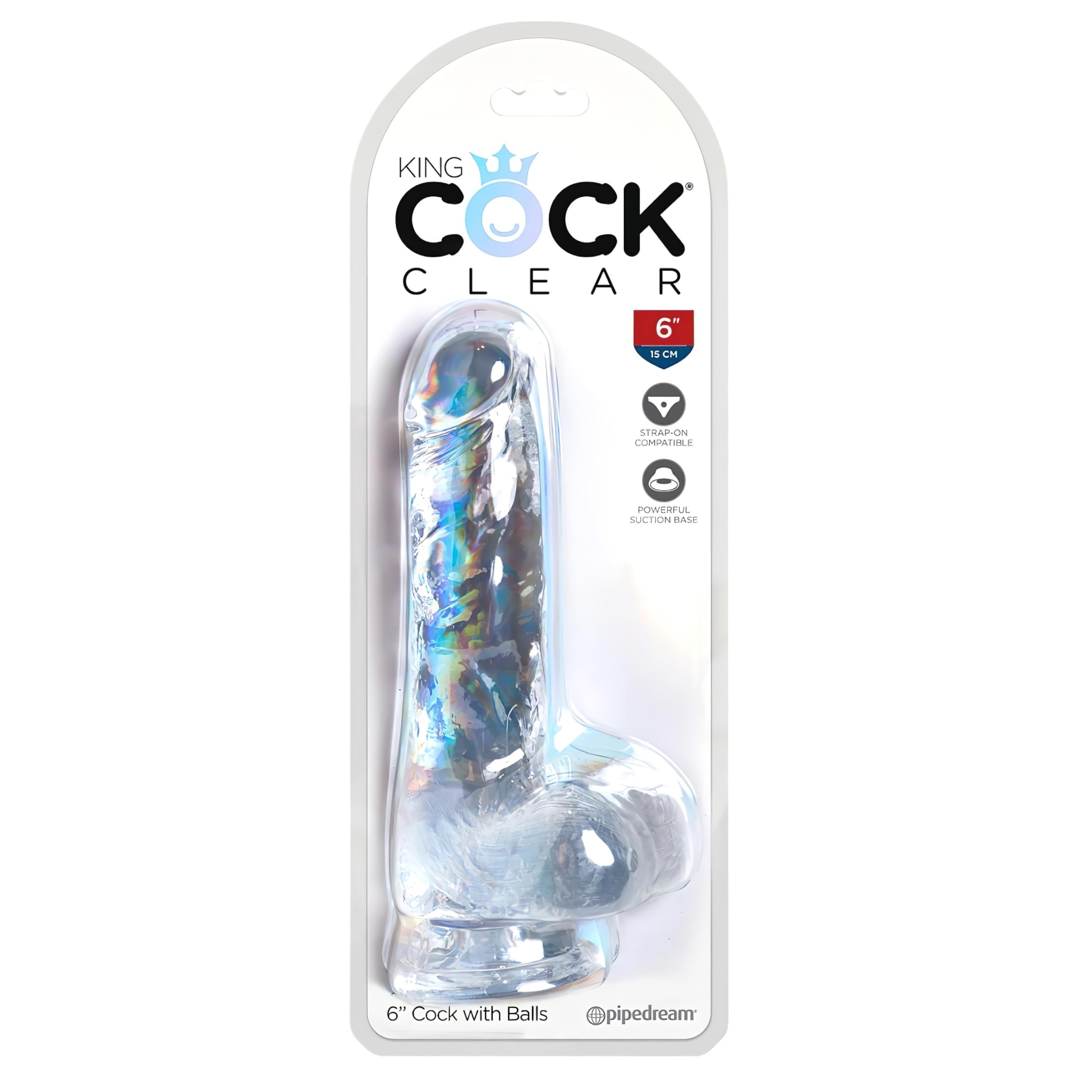 King Cock Clear 6 – tapadókorongos, herés kis dildó (15cm)