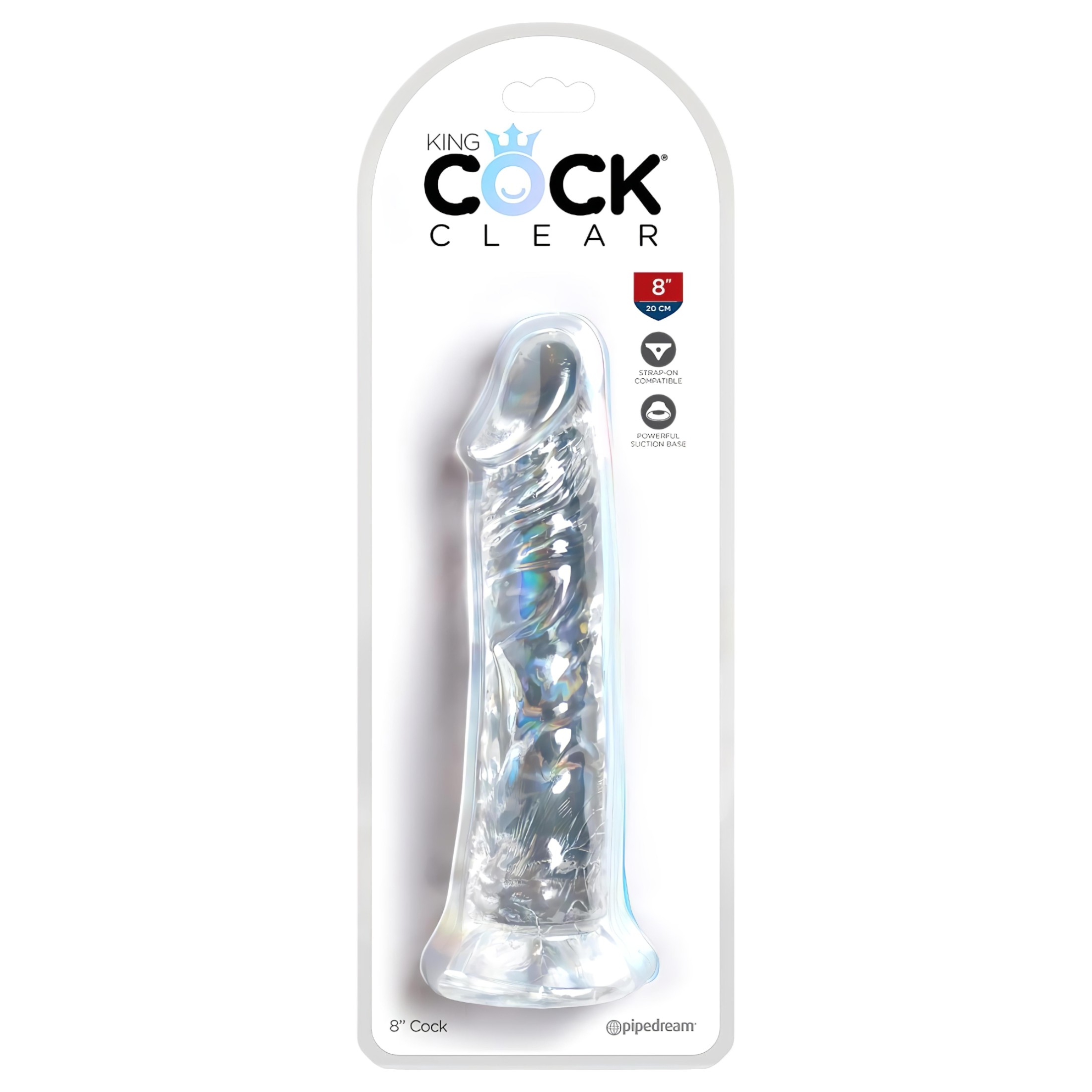 King Cock Clear 8 – tapadókorongos, nagy dildó (20cm)