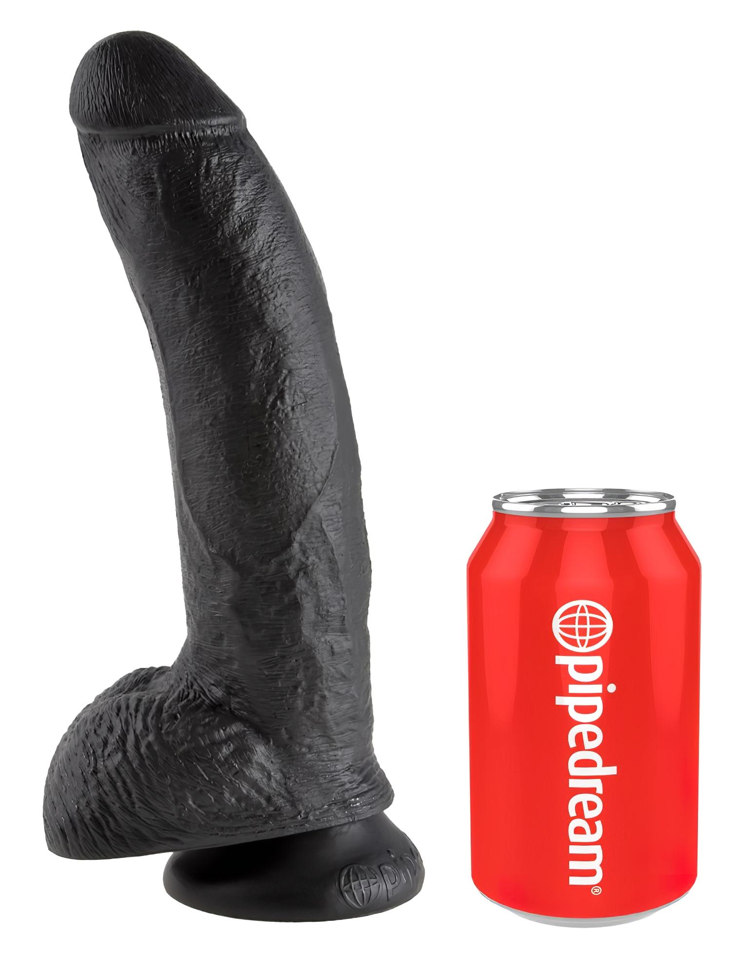 King Cock 9 – nagy tapadókorongos, herés dildó (23cm) – fekete