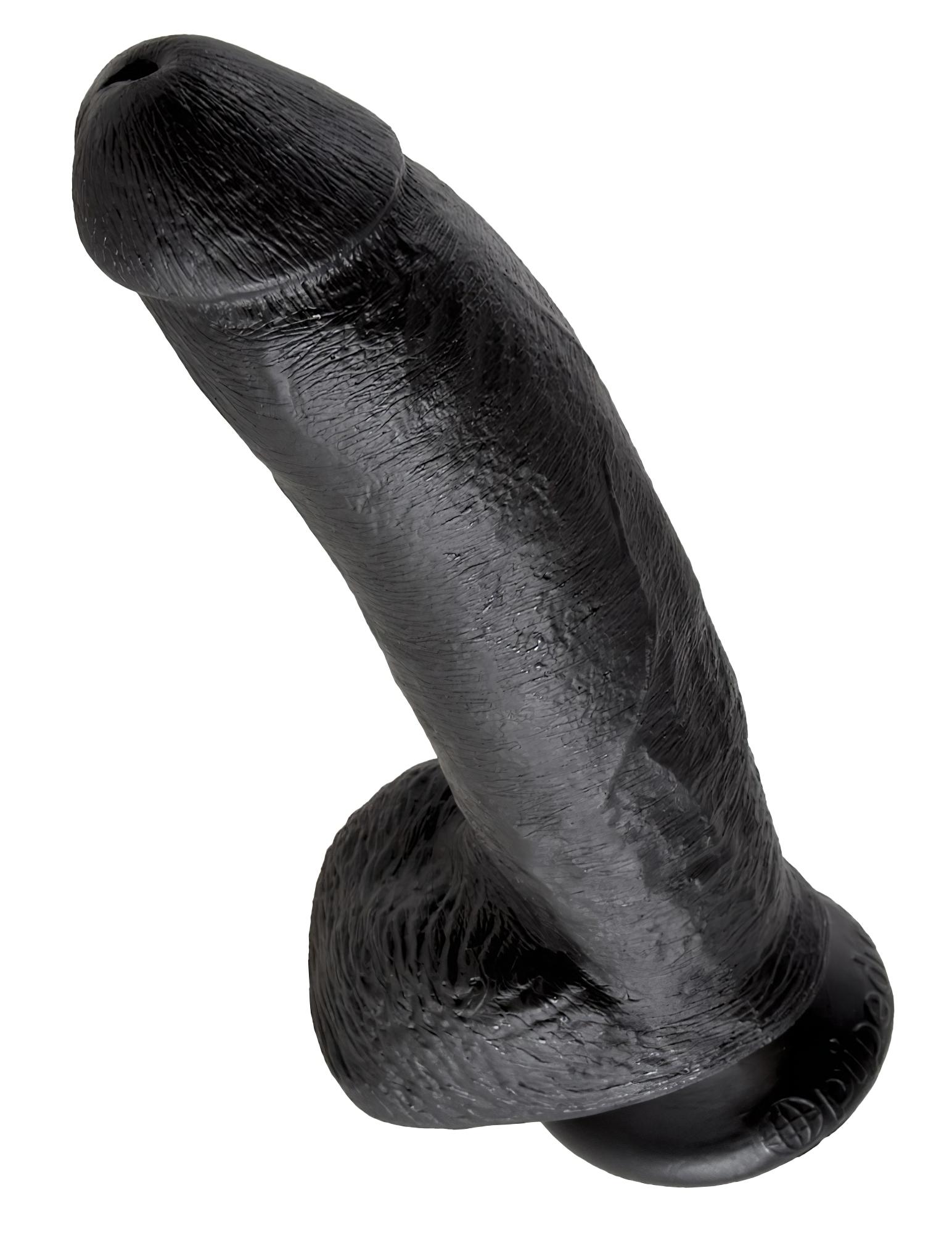 King Cock 9 – nagy tapadókorongos, herés dildó (23cm) – fekete
