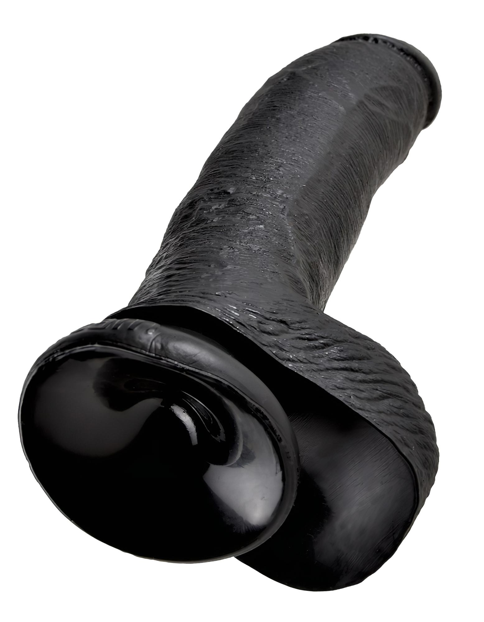 King Cock 9 – nagy tapadókorongos, herés dildó (23cm) – fekete