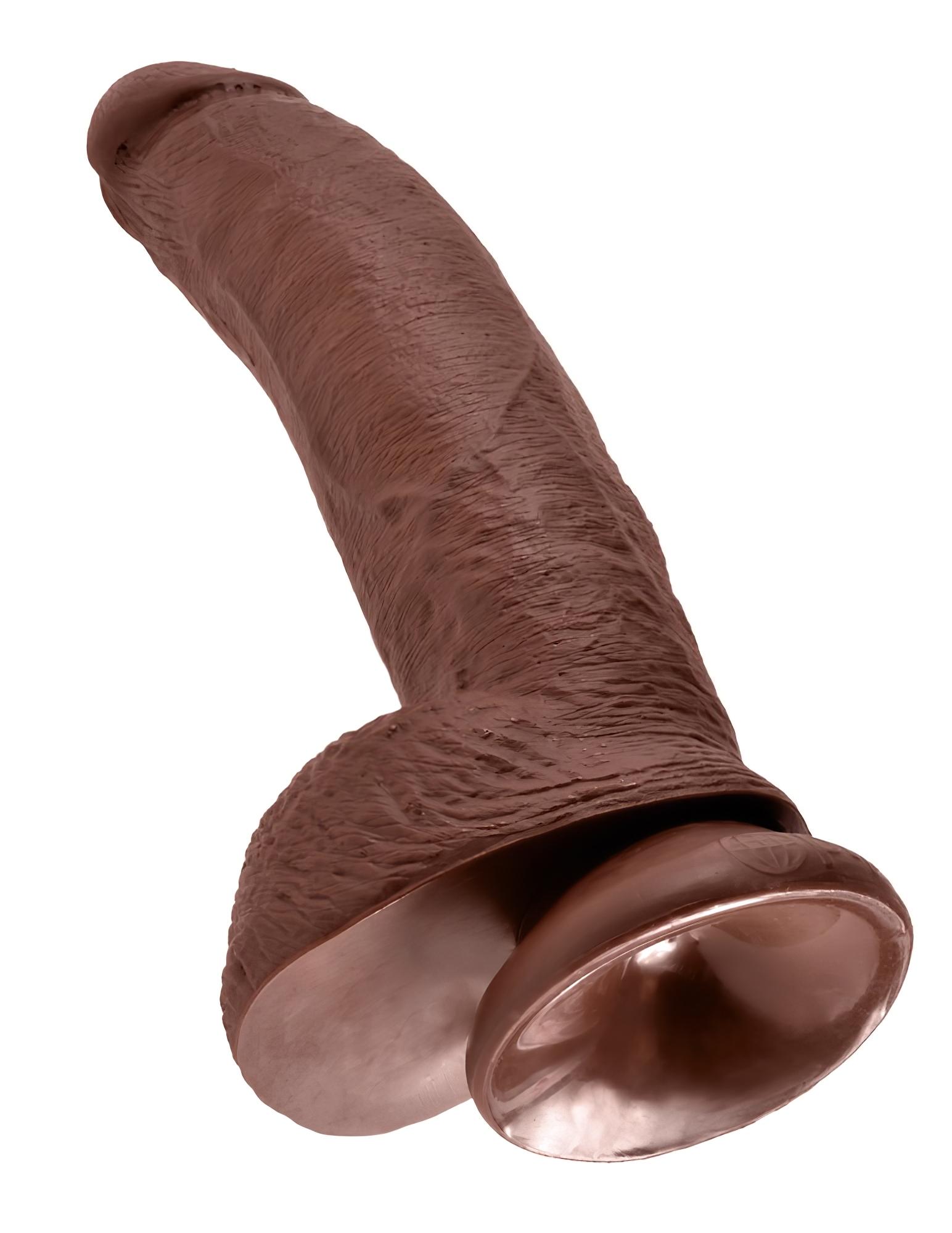 King Cock 9 – nagy tapadókorongos, herés dildó (23cm) – barna