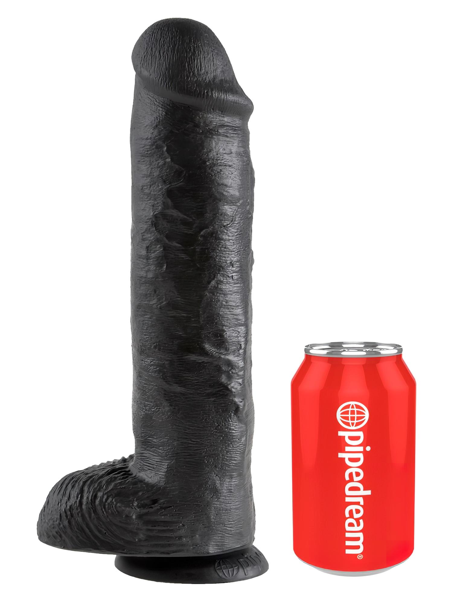 King Cock 11 – nagy tapadókorongos, herés dildó (28cm) – fekete