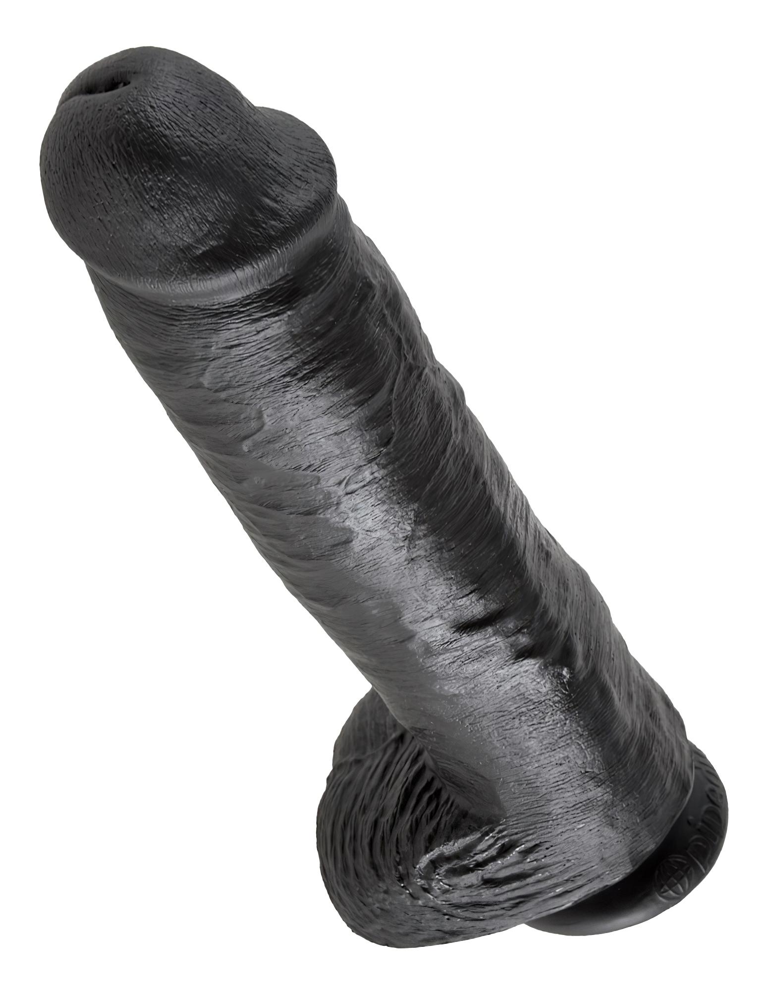 King Cock 11 – nagy tapadókorongos, herés dildó (28cm) – fekete
