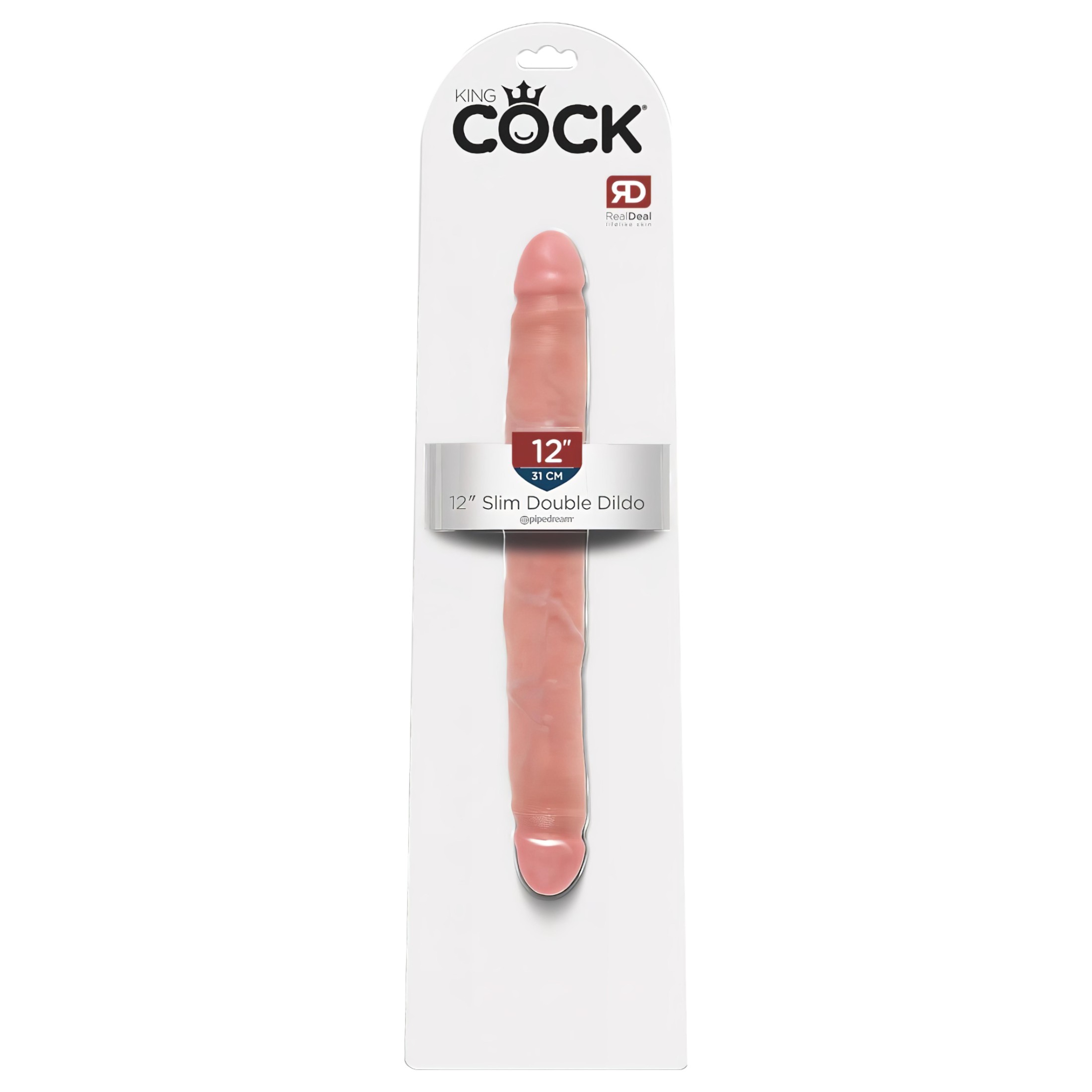 King Cock 12 Slim – élethű dupla dildó (31cm) – natúr