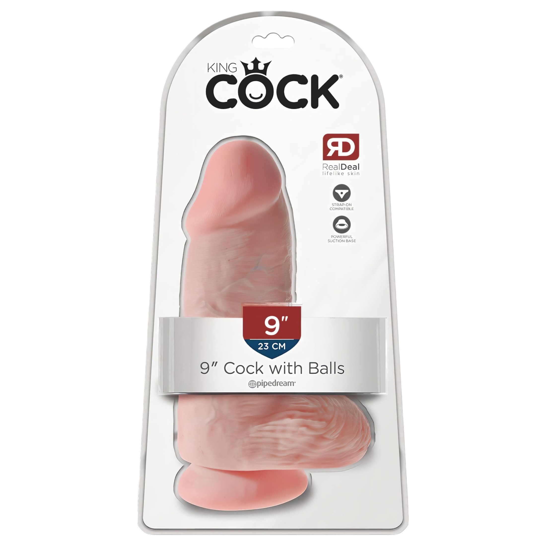 King Cock 9 Chubby – tapadókorongos, herés dildó (23cm) – natúr