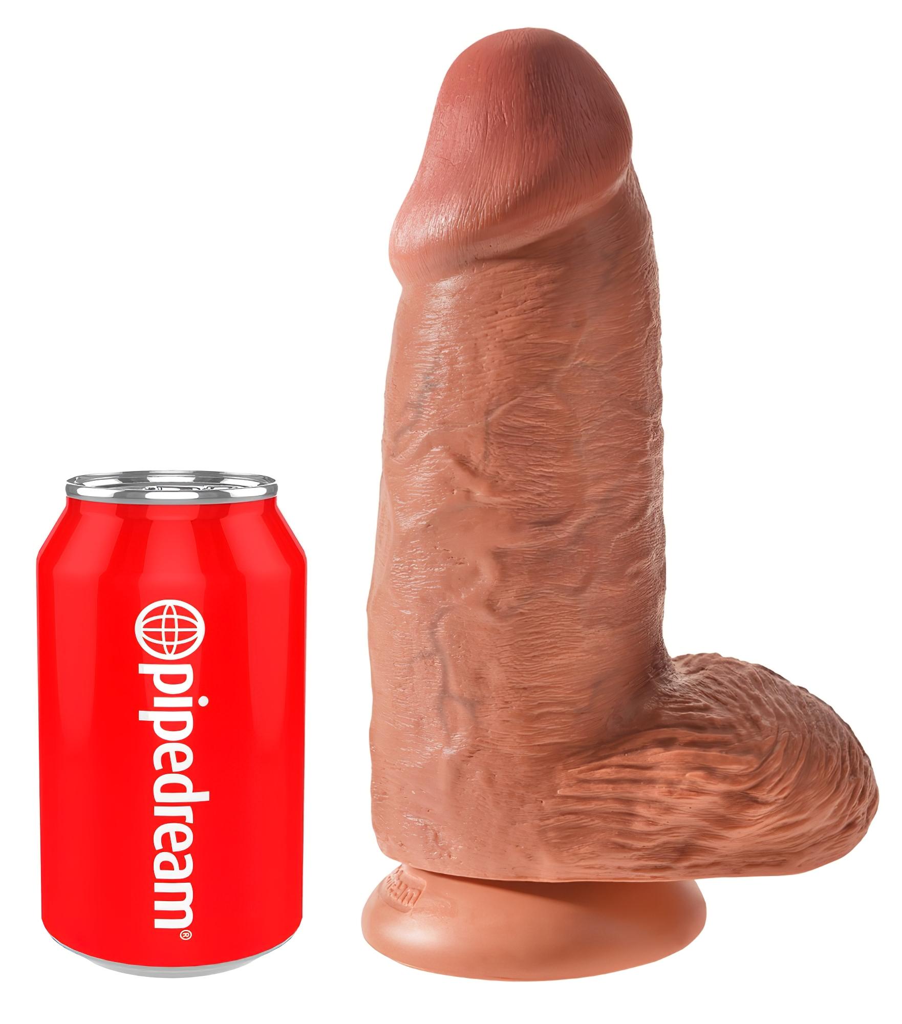King Cock 9 Chubby – tapadókorongos, dildó (23cm) – sötét natúr