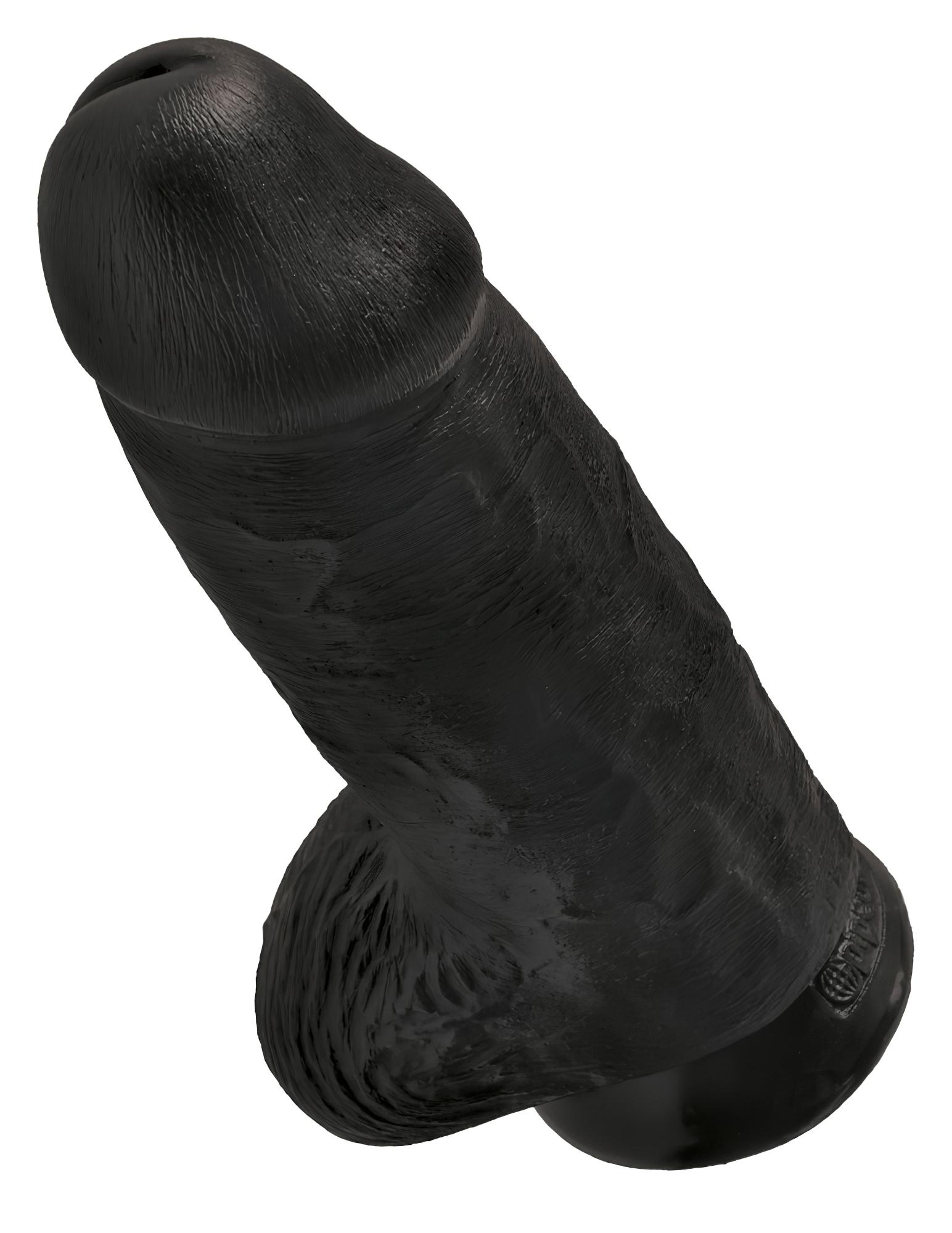 King Cock 9 Chubby – tapadókorongos, herés dildó (23cm) – fekete