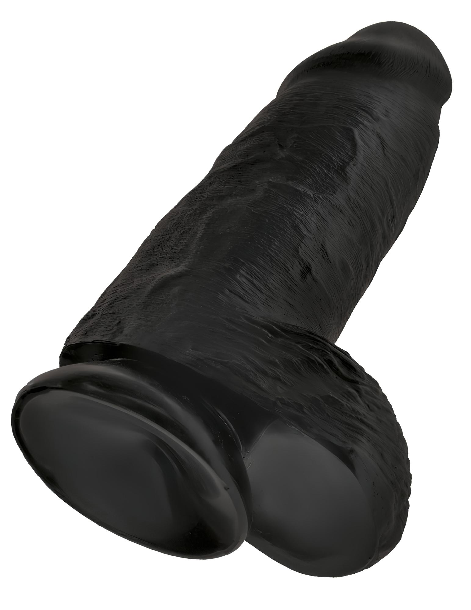 King Cock 9 Chubby – tapadókorongos, herés dildó (23cm) – fekete