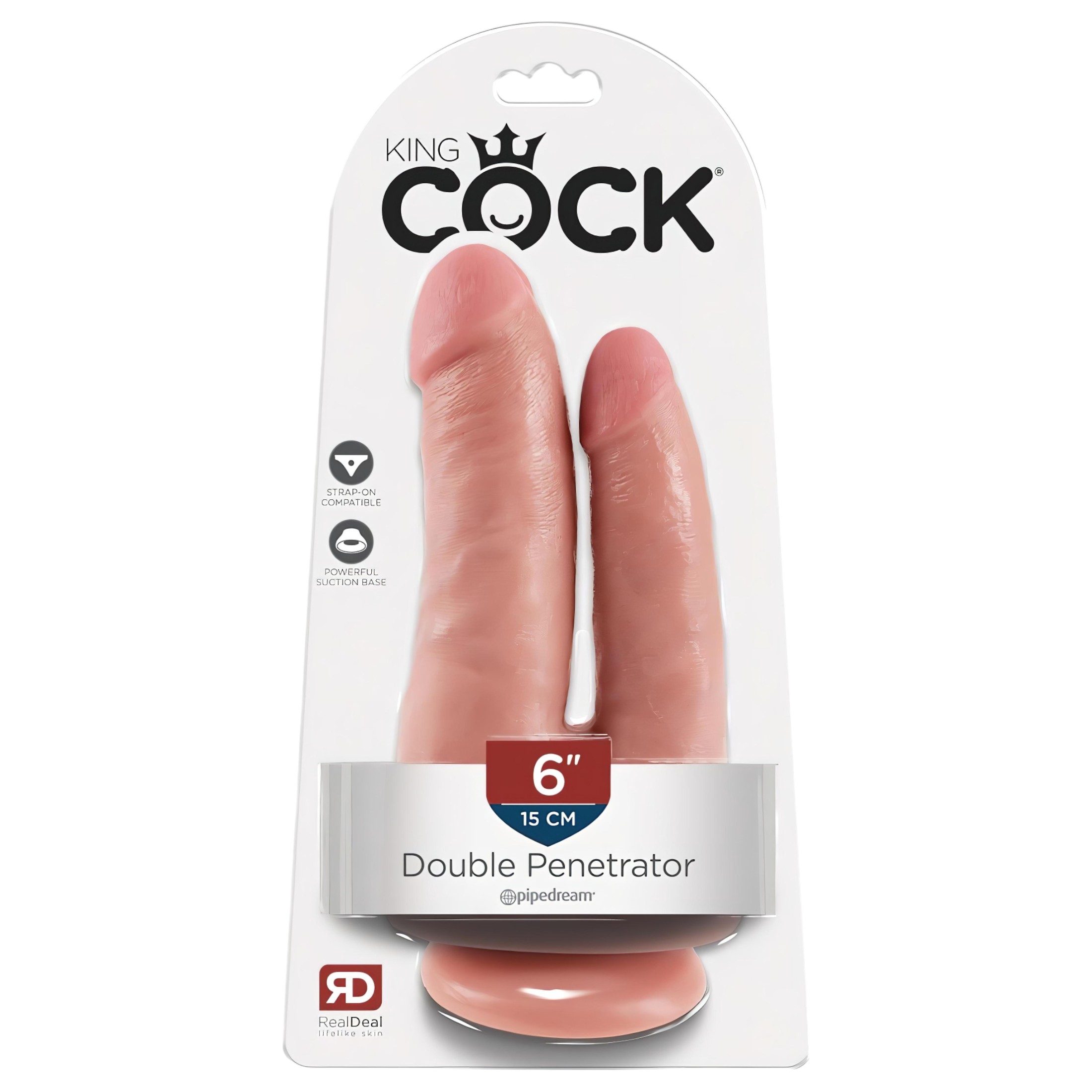 King Cock Double Penetrator – élethű dupla dildó (natúr)