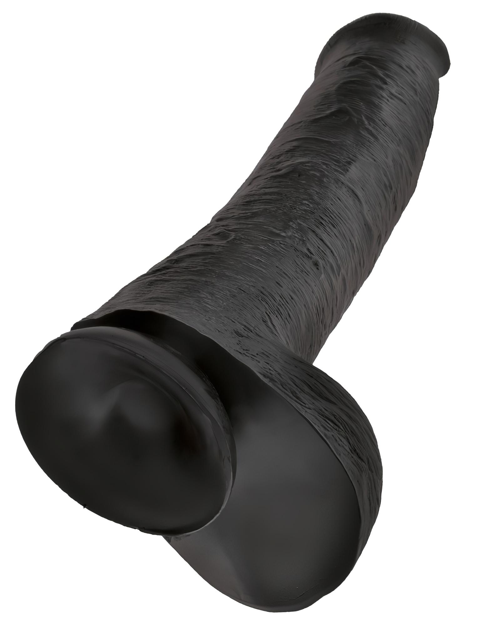 King Cock 15 – tapadókorongos, herés dildó (38cm) – fekete