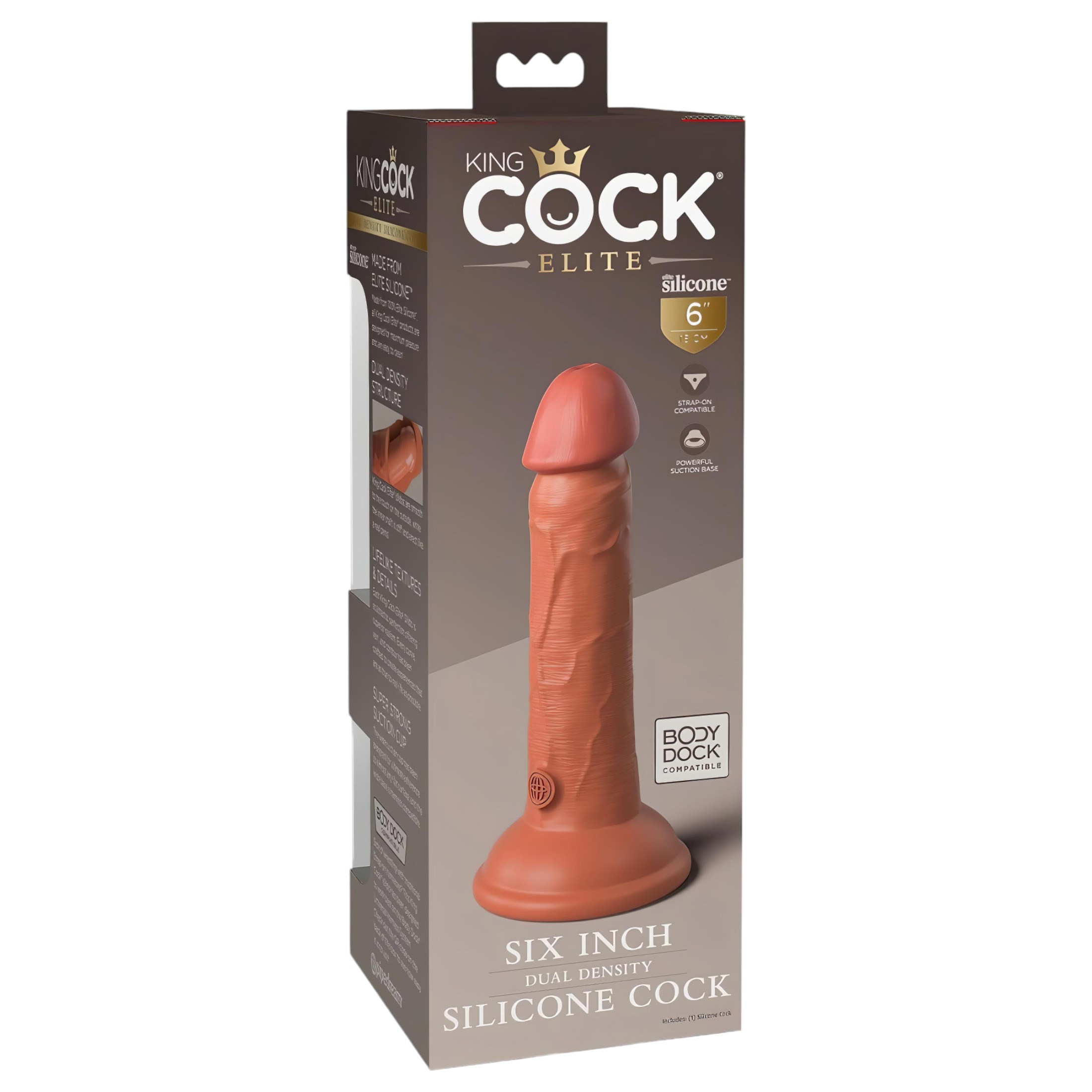 King Cock Elite 6 – tapadókorongos, élethű dildó (15cm) – sötét