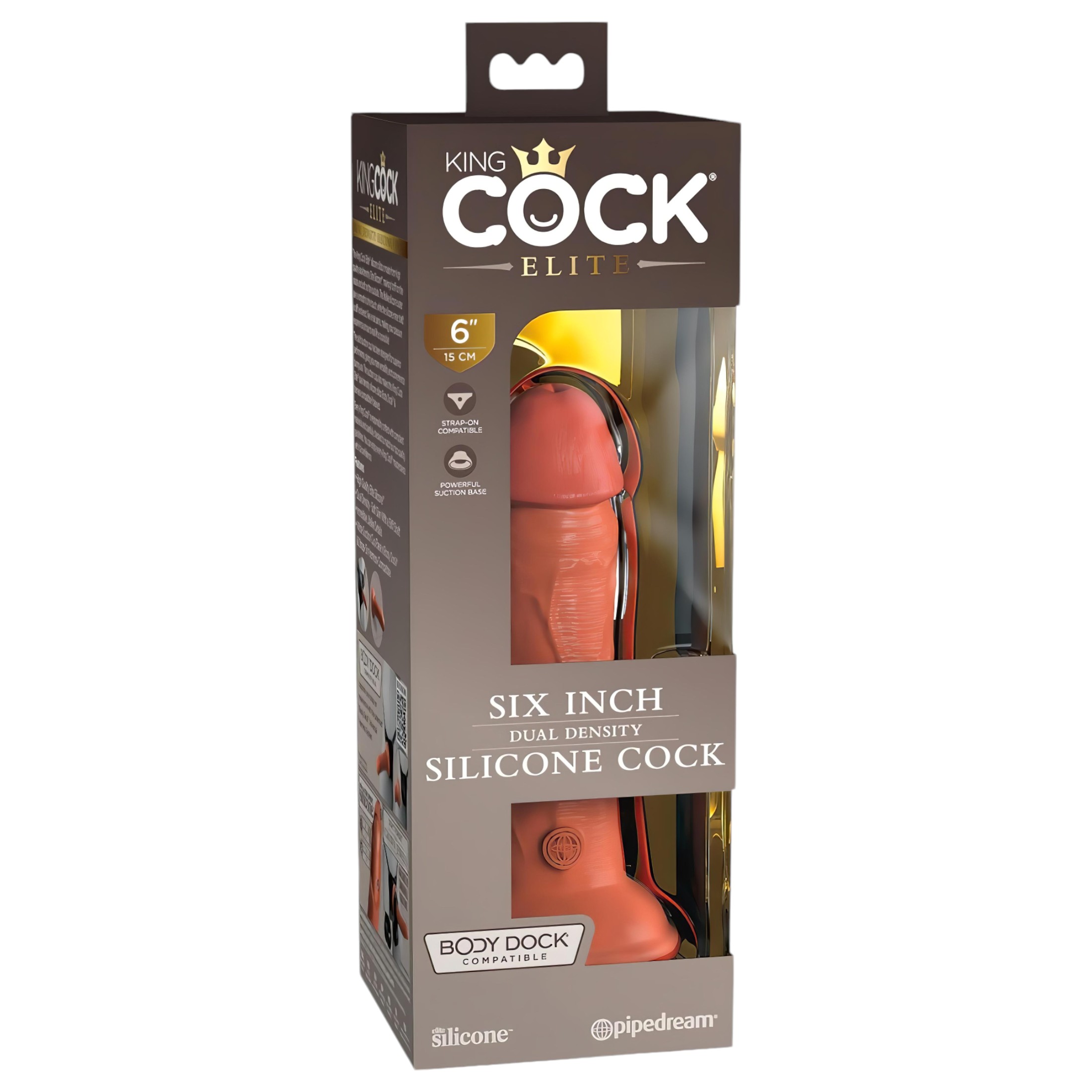 King Cock Elite 6 – tapadókorongos, élethű dildó (15cm) – sötét