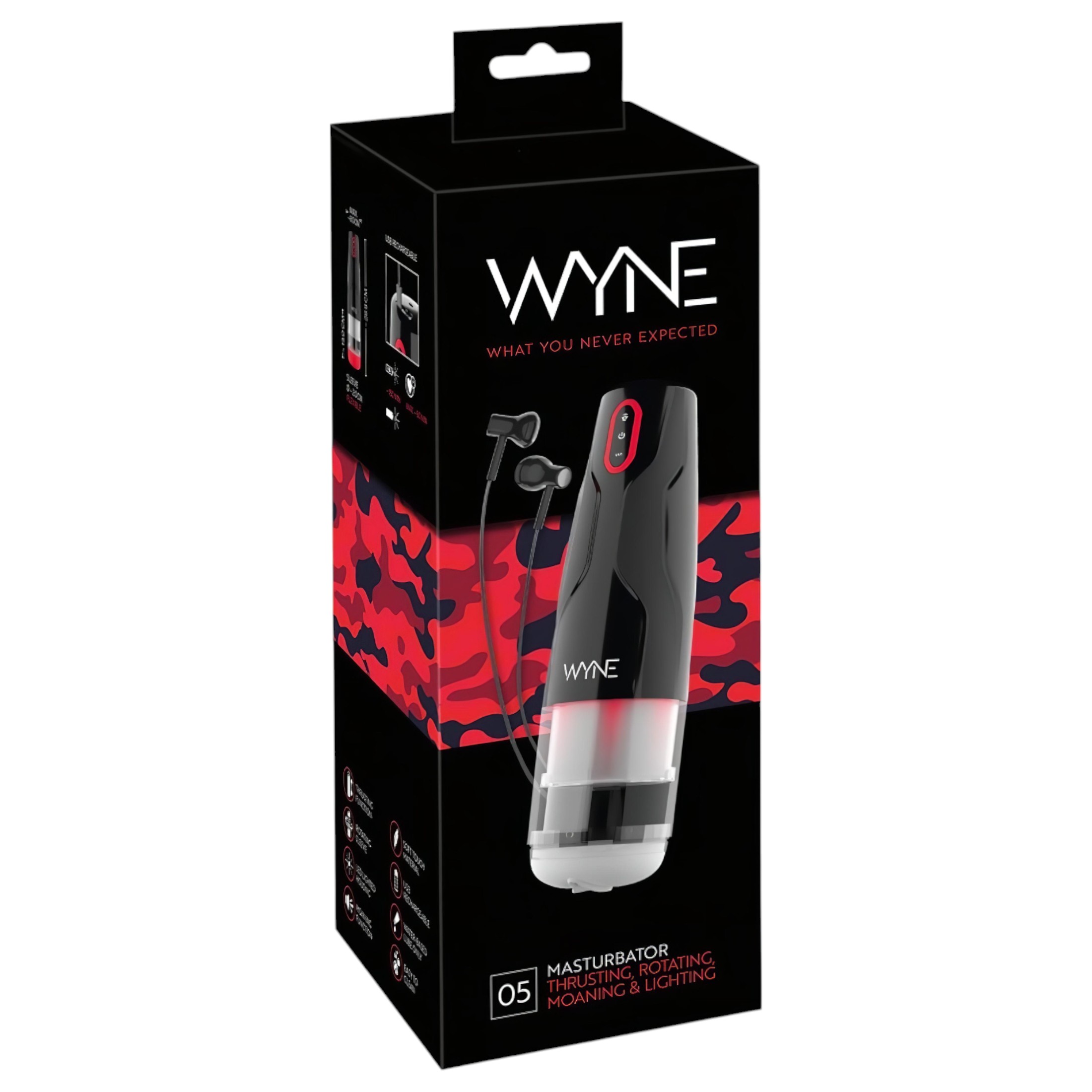 WYNE 05 – akkus, forgó maszturbátor (fekete-fehér)
