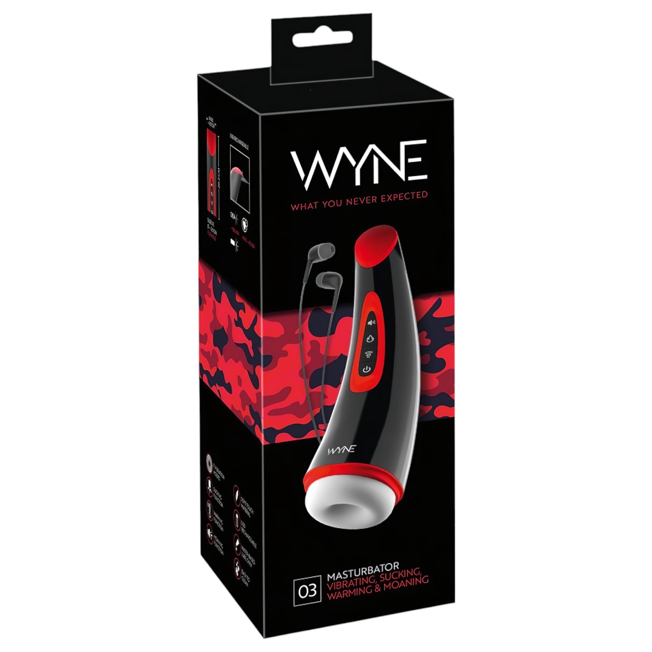 WYNE 03 – akkus, rezgő-szívó maszturbátor (fekete)