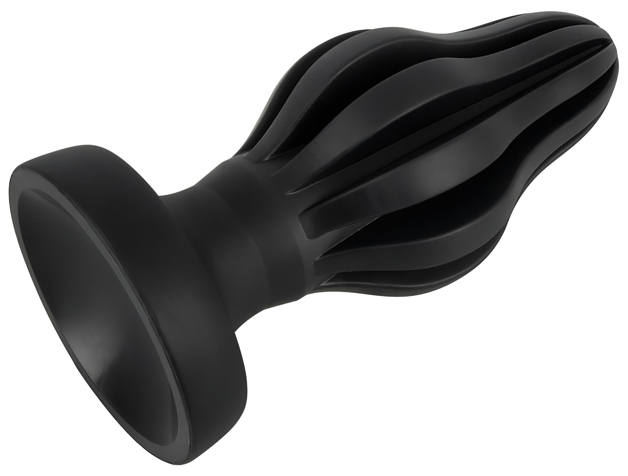 ANOS – bordázott puha anál plug – 7cm (fekete)