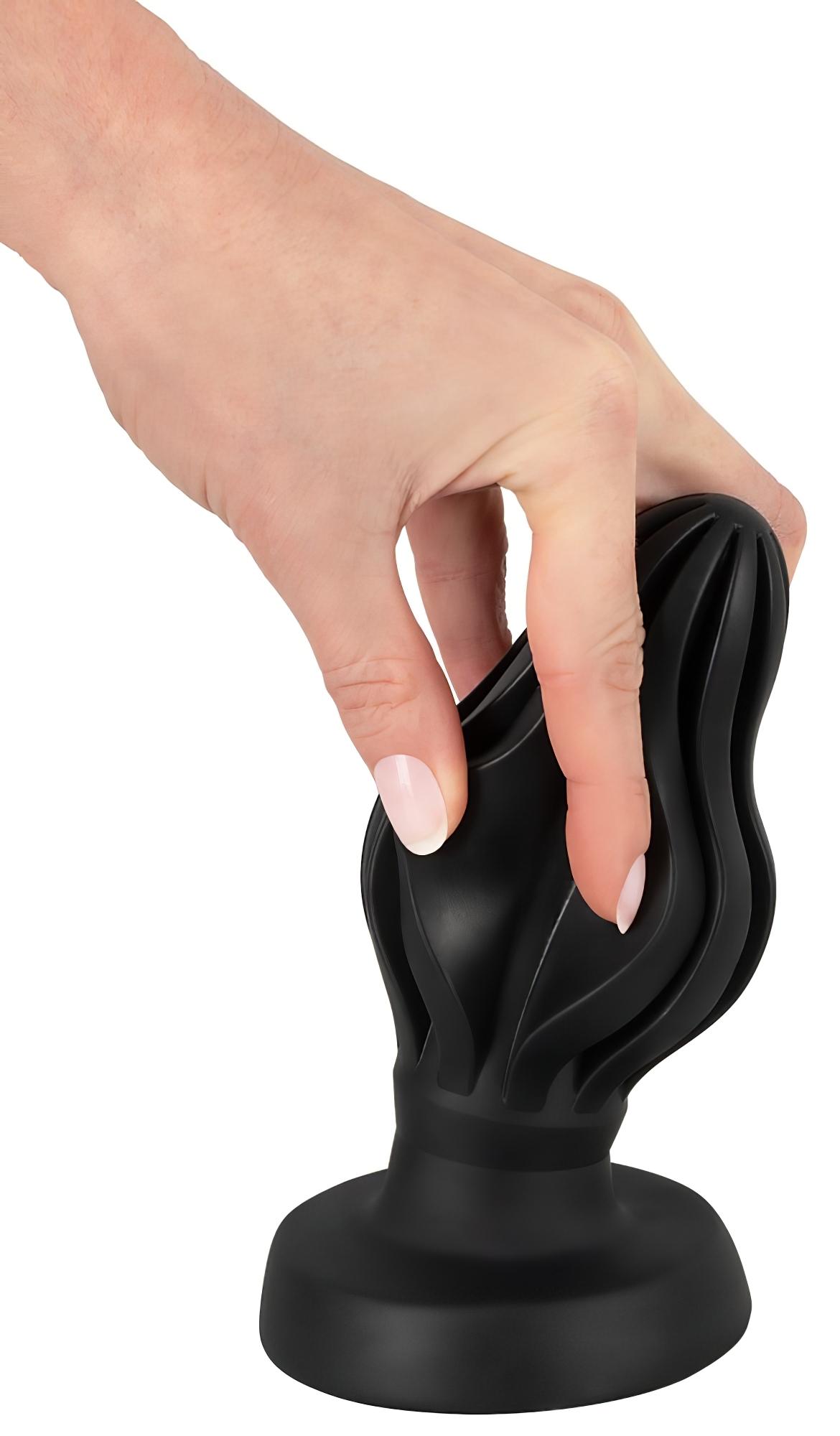 ANOS – bordázott puha anál plug – 7cm (fekete)