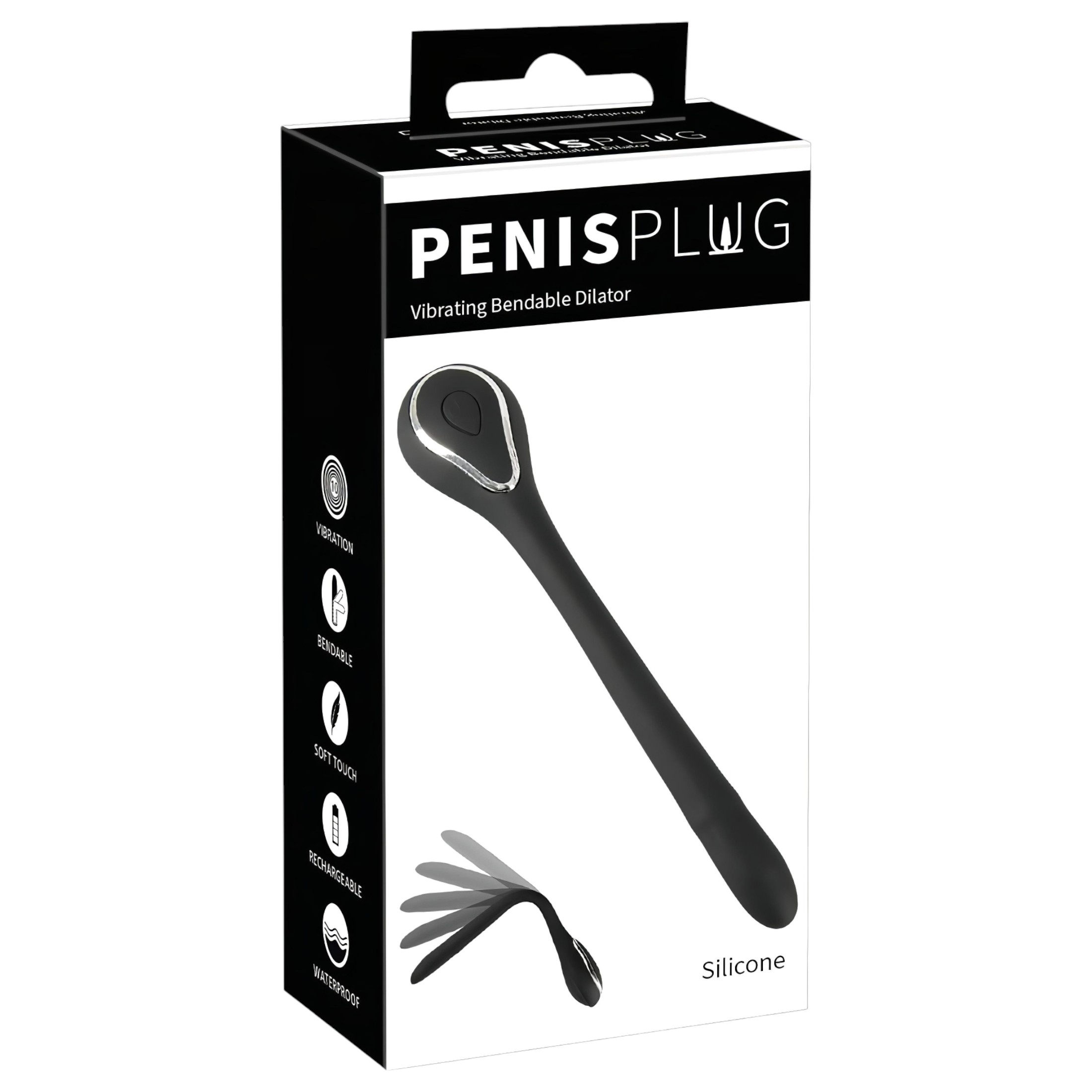 Penis Plug Dilator – akkus, vibrációs dilátor (1,1cm) – fekete