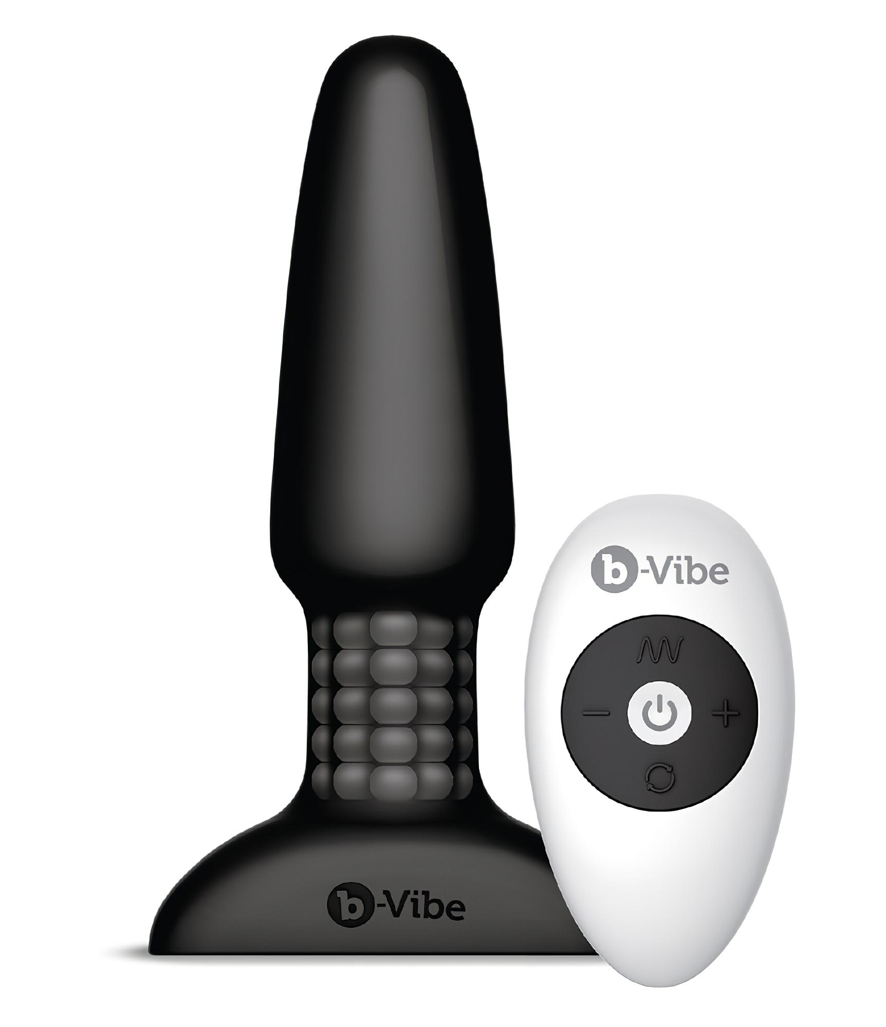 b-Vibe – forgó gyöngyös, akkus anál vibrátor (fekete)