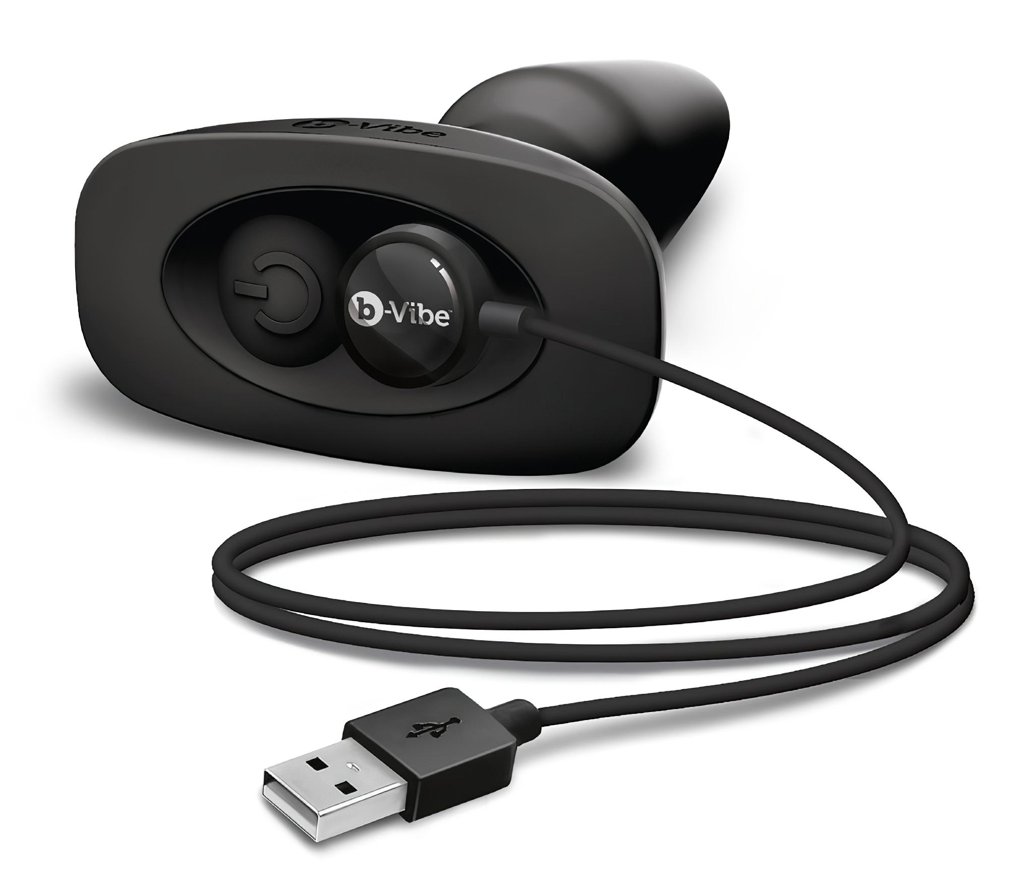 b-Vibe – forgó gyöngyös, akkus anál vibrátor (fekete)