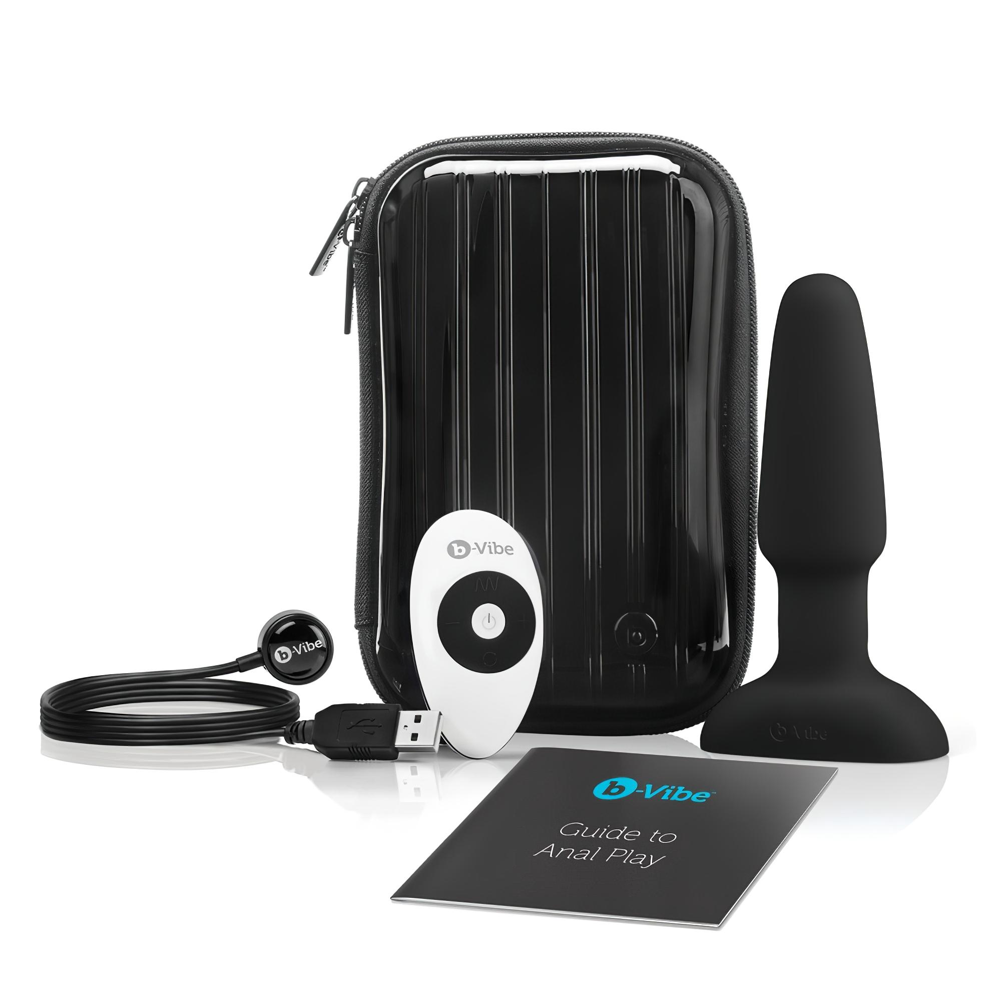 b-Vibe – forgó gyöngyös, akkus anál vibrátor (fekete)