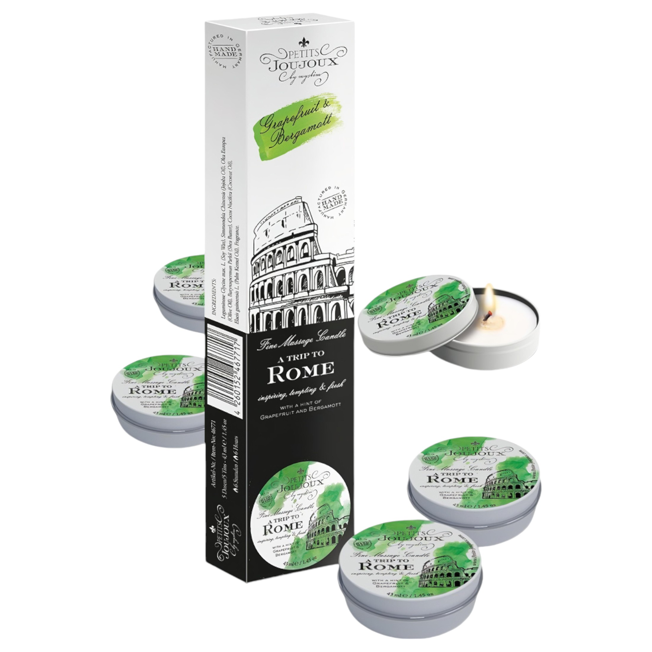 Petits Joujoux Rome masszázsgyertya – grapefruit-bergamot 5x43ml