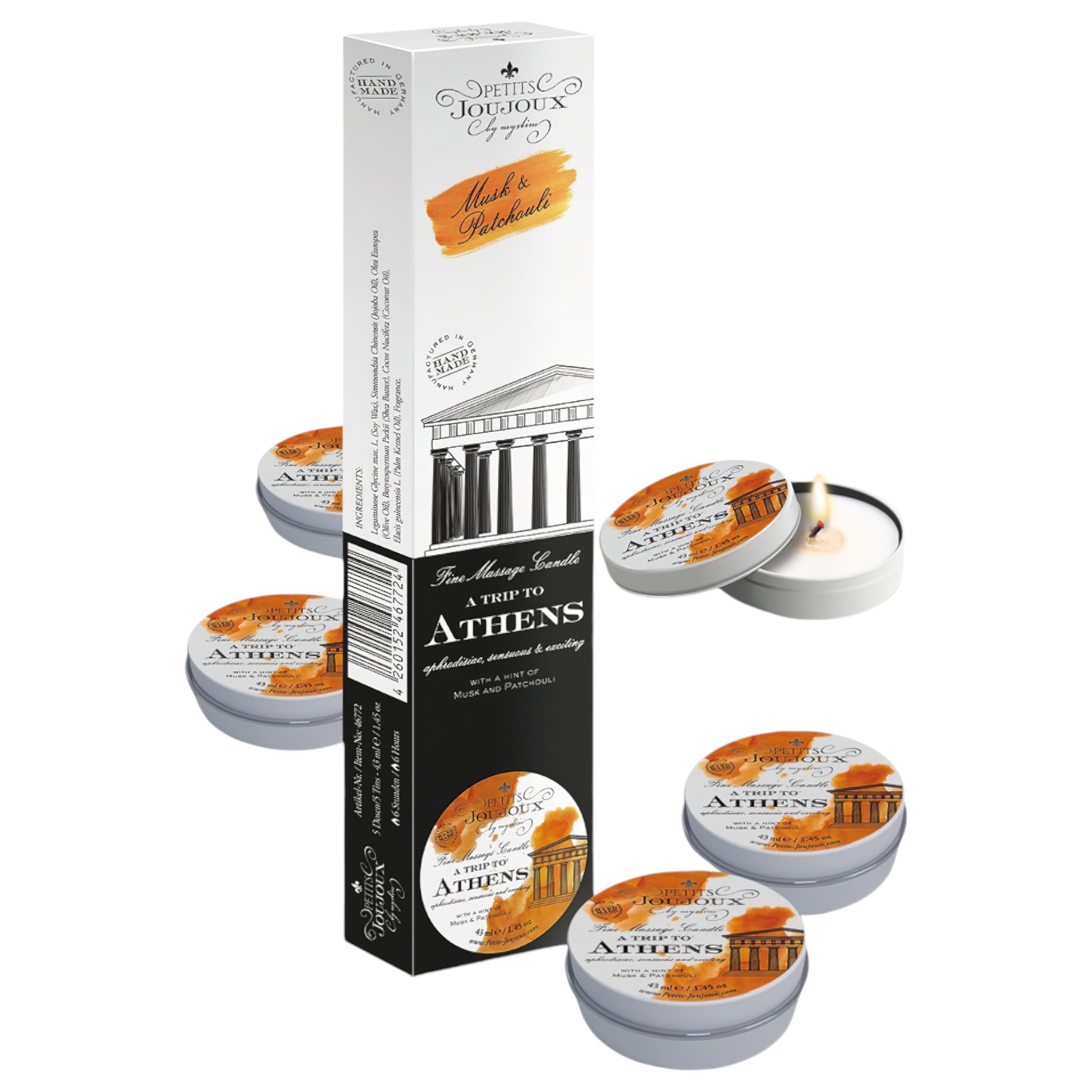 Petits Joujoux Athens – masszázsgyertya – pézsma-parfüm (5x43ml)