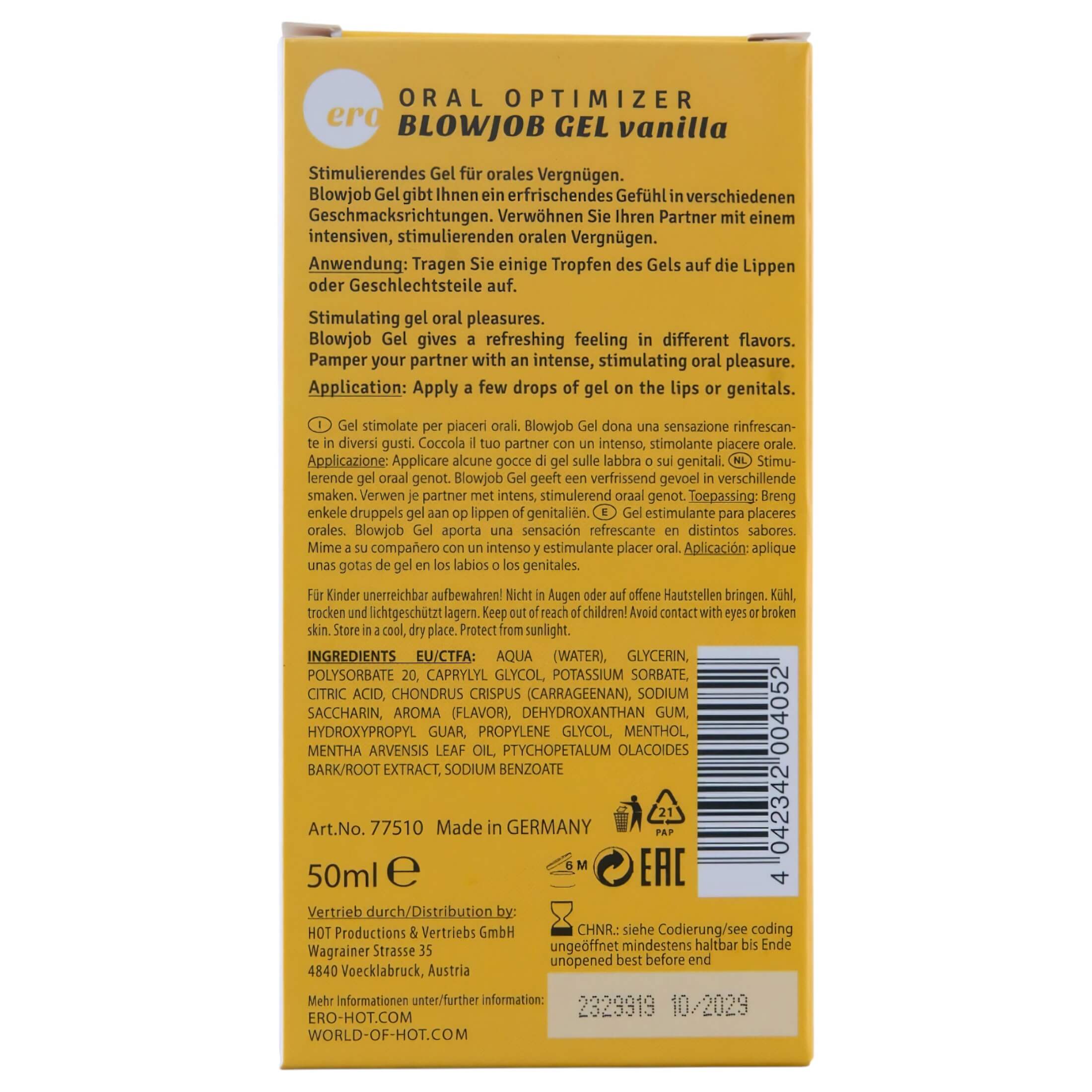 Blowjob Gel – orál síkosító gél – vanília (50ml)