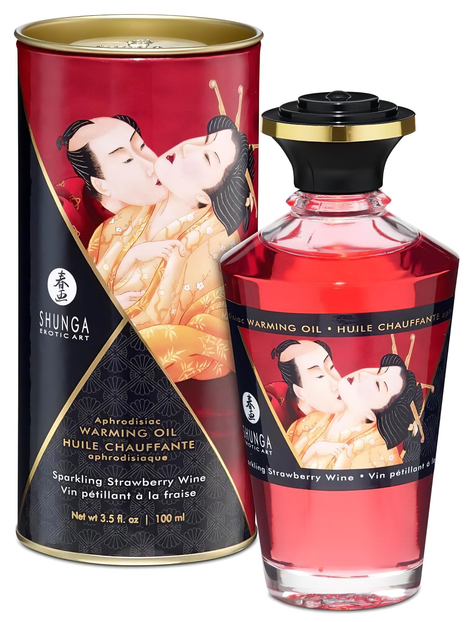 Shunga – melegítő masszázsolaj – pezsgő-eper (100ml)