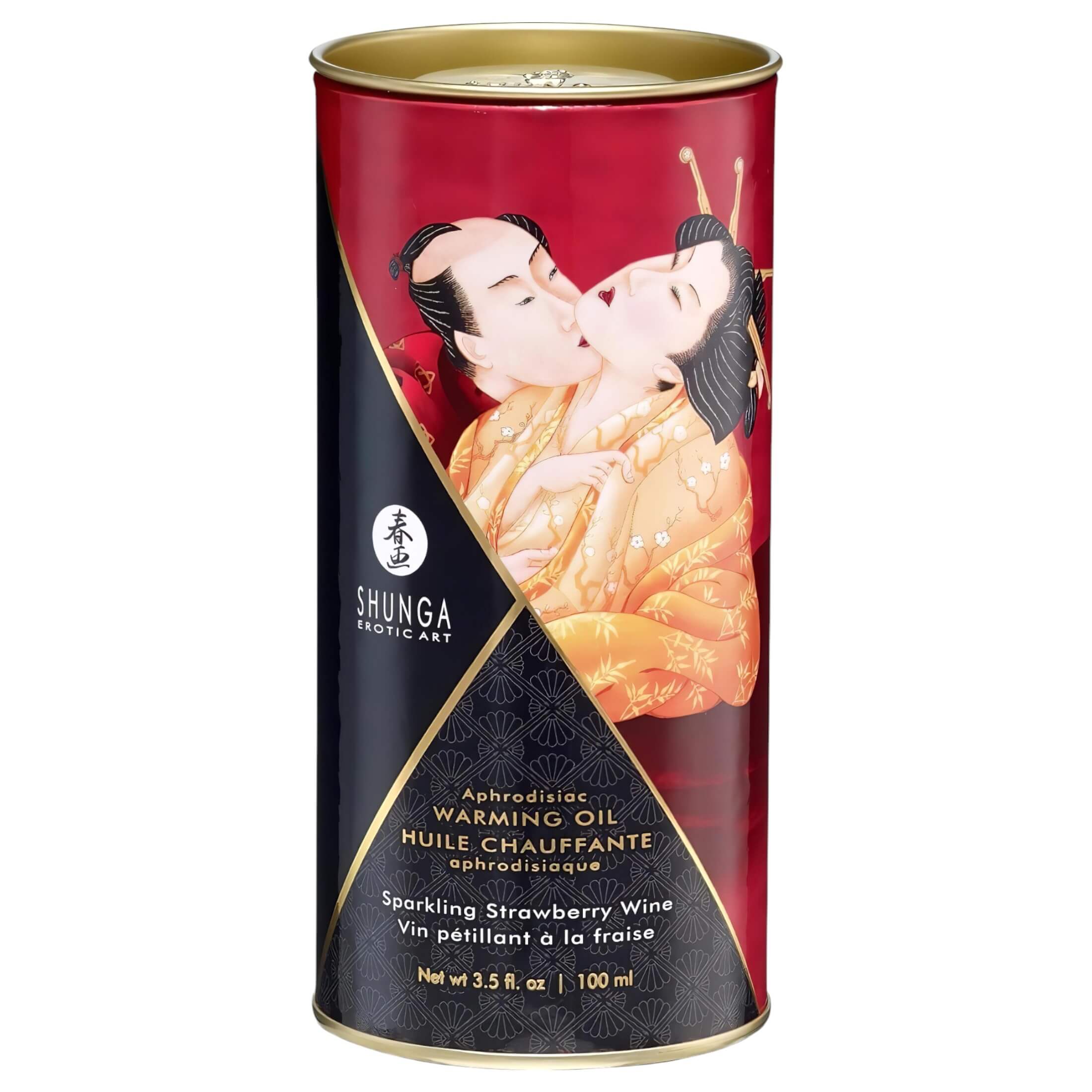 Shunga – melegítő masszázsolaj – pezsgő-eper (100ml)