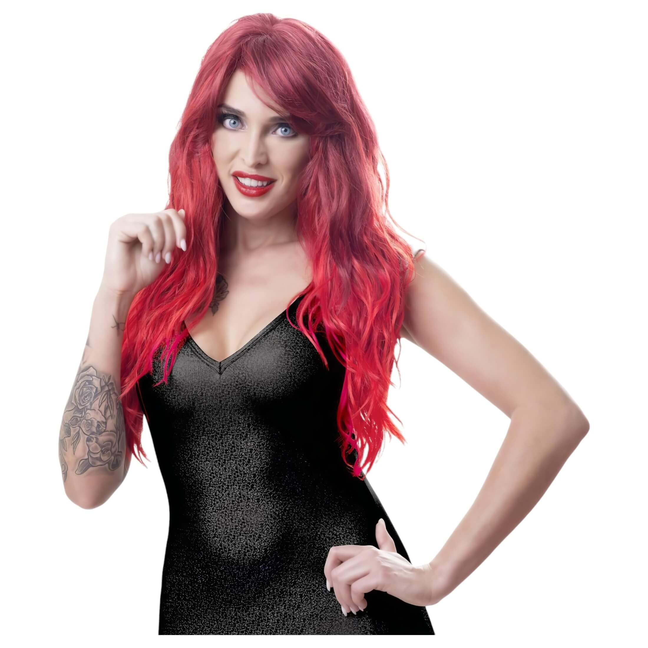 Cottelli – Hosszú, hullámos, frufrus paróka (piros)