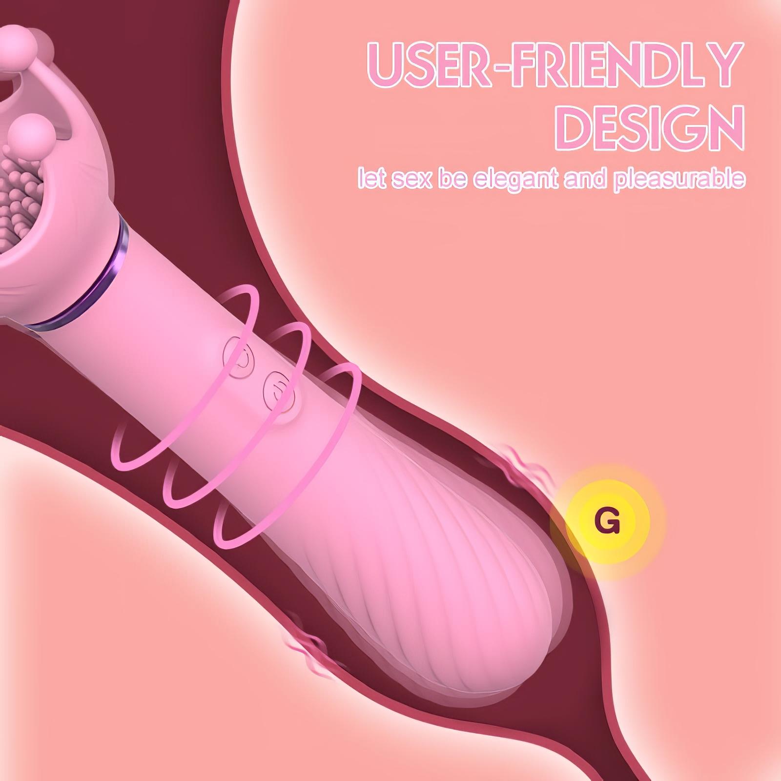 / Sunfo – 2in1 mellbimbó vibrátor (pink)