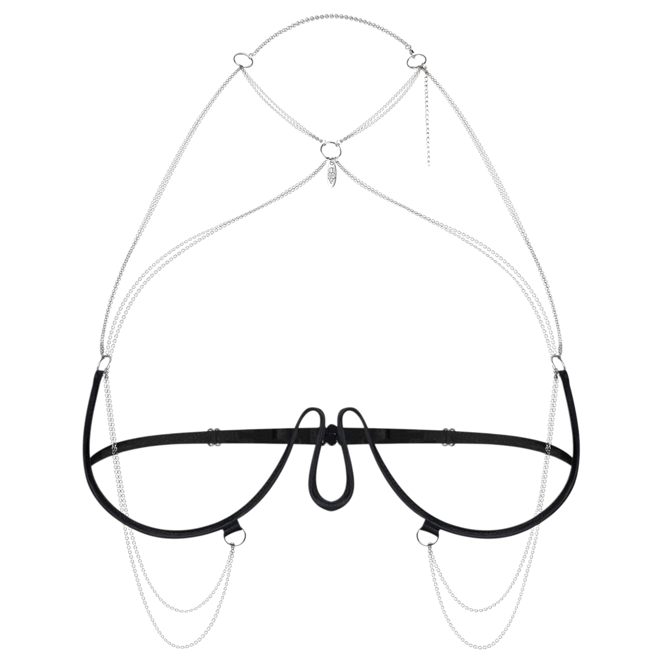 Obsessive – láncos hám melltartó – fekete (S-L)