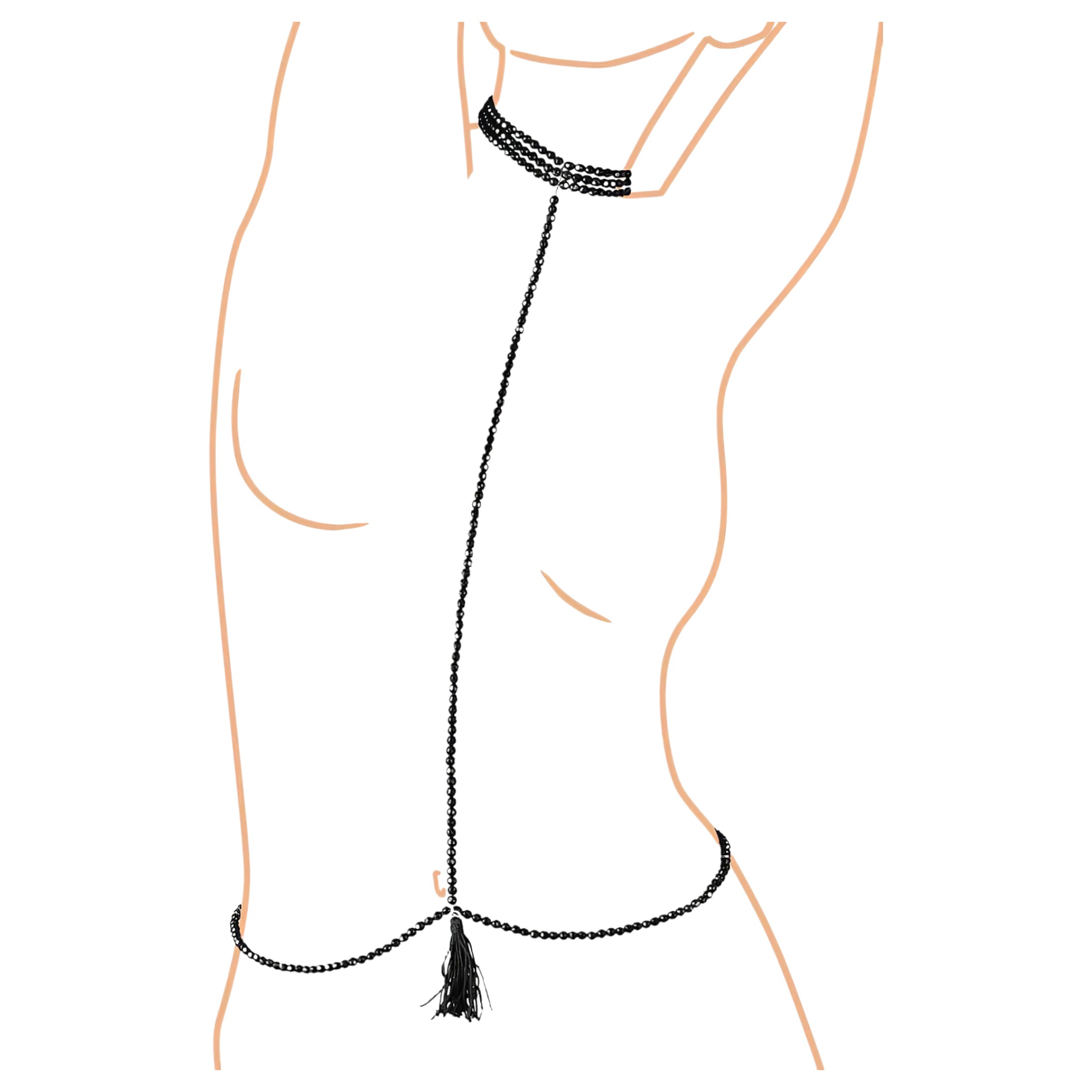 Cottelli – Gyöngyös dísz testhám nyakpánttal (fekete)