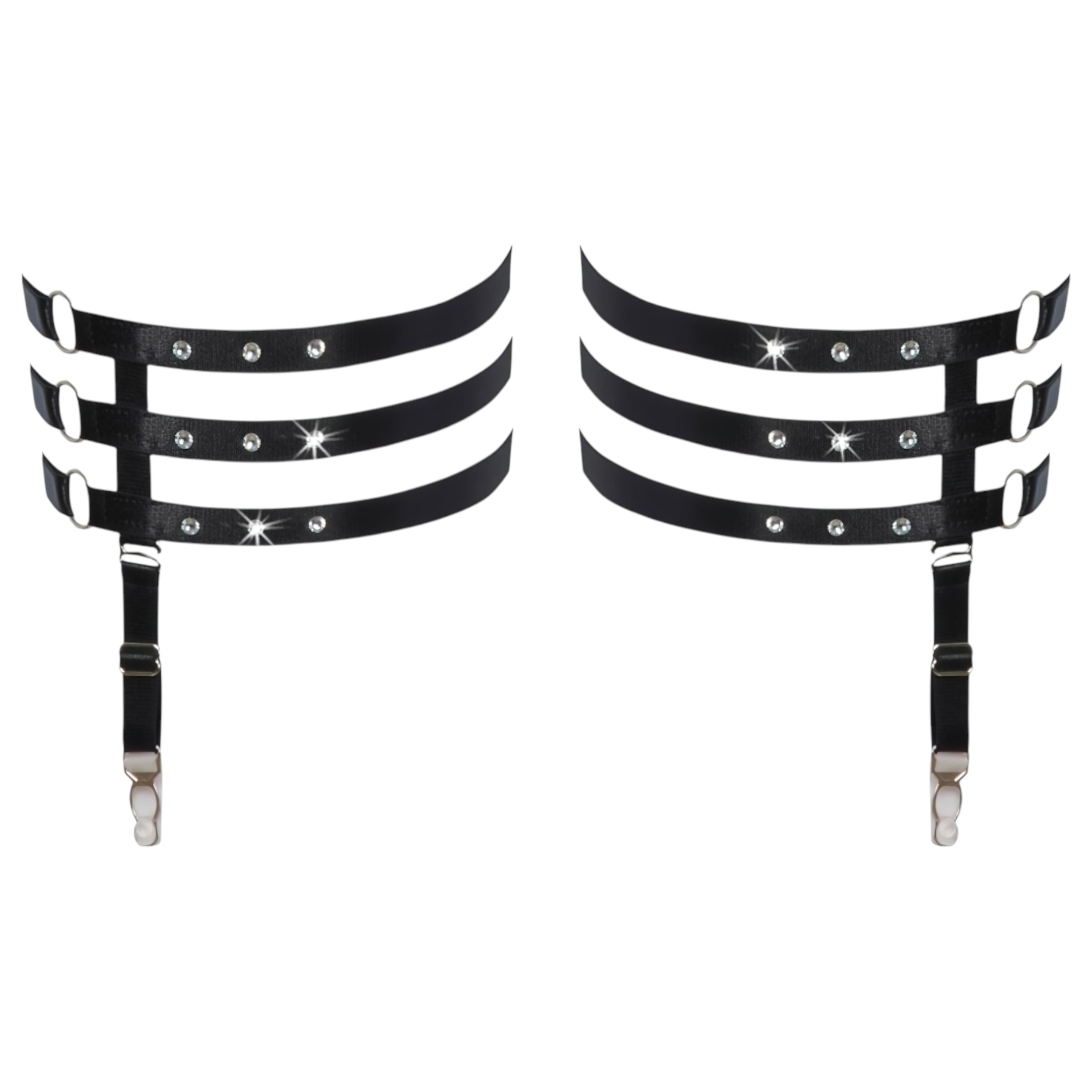 Cottelli – bőr hatású harisnyakötő combszíj (fekete)