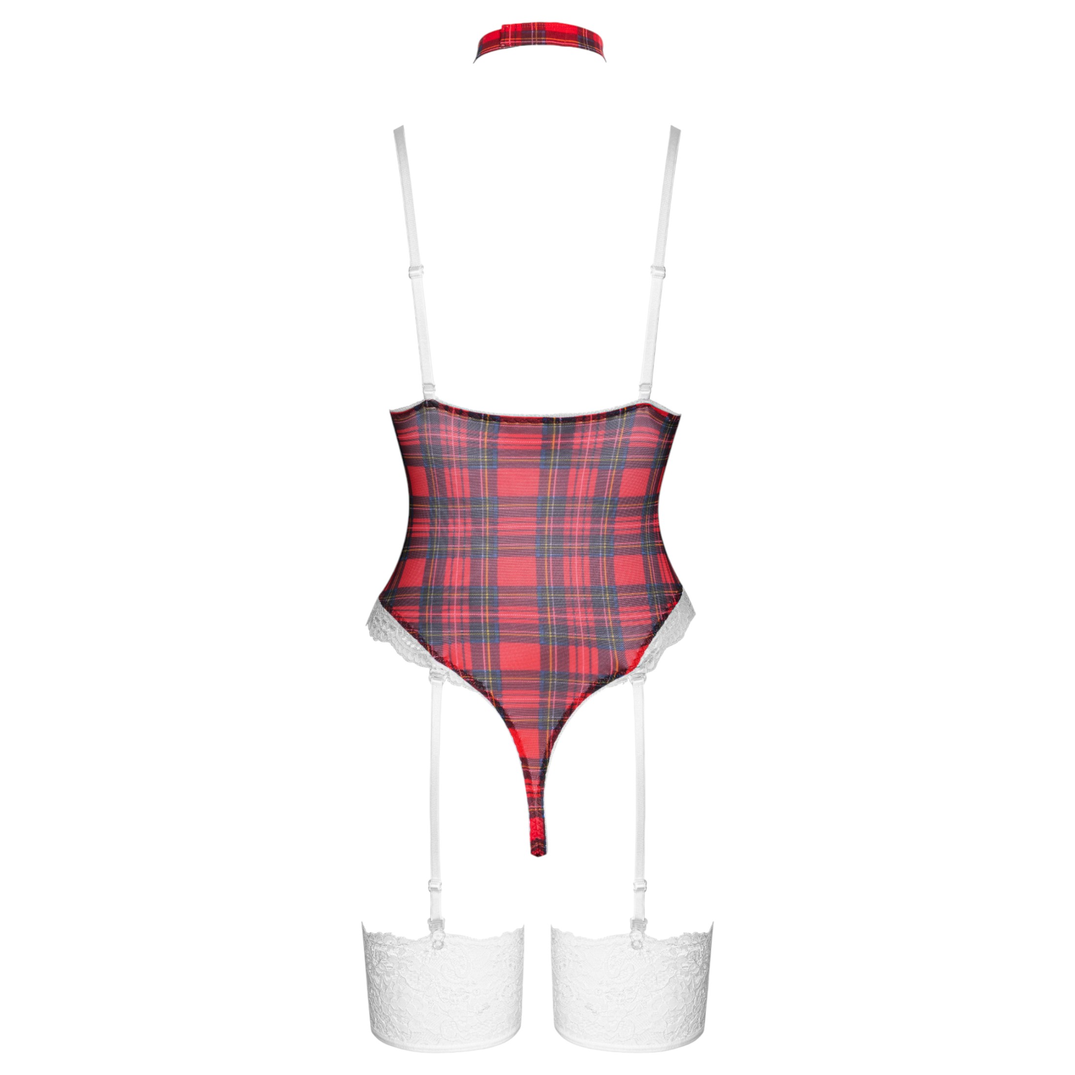 Cottelli – kockás body szett (piros)