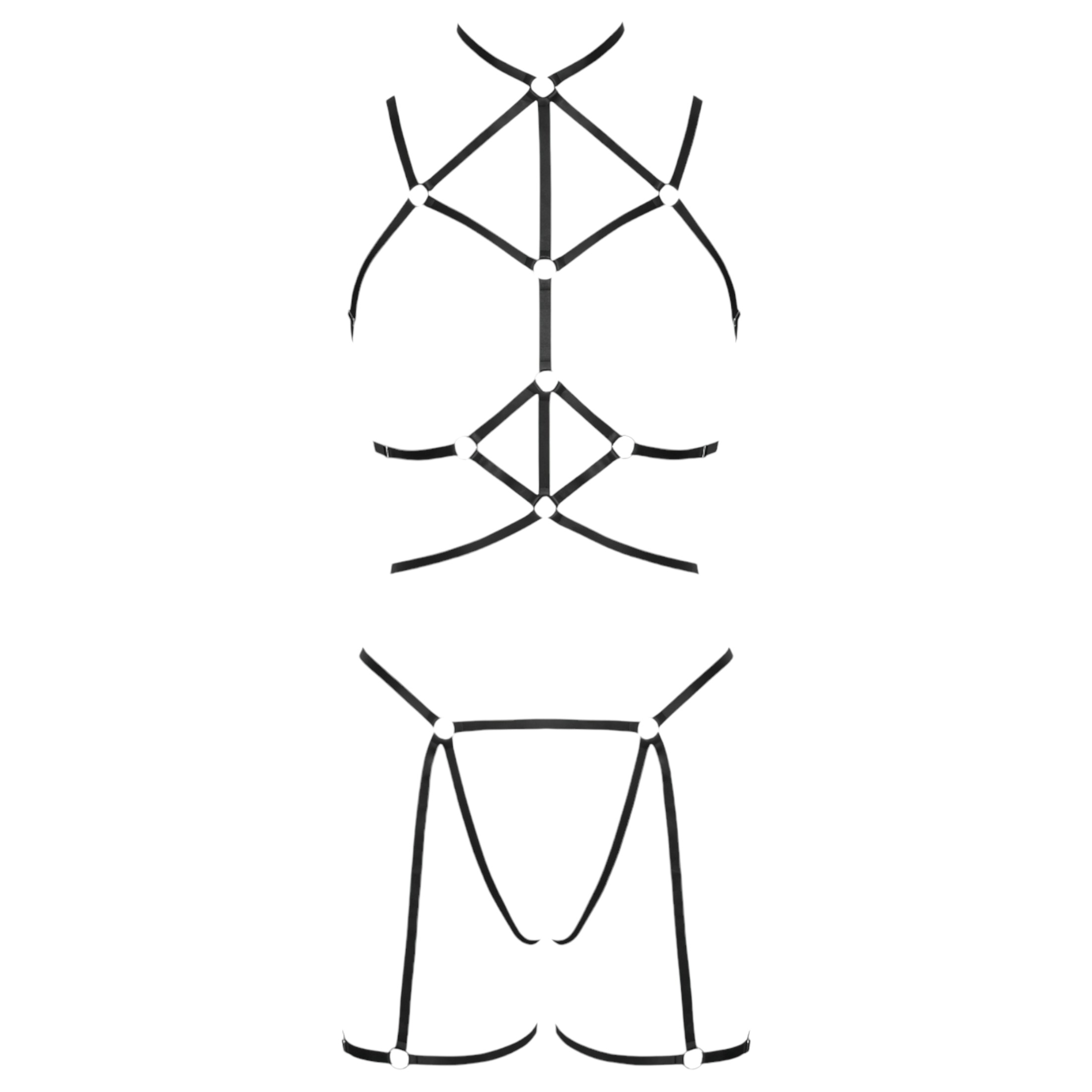 Cottelli – dísz testhám és tanga (fekete) – (S-L)