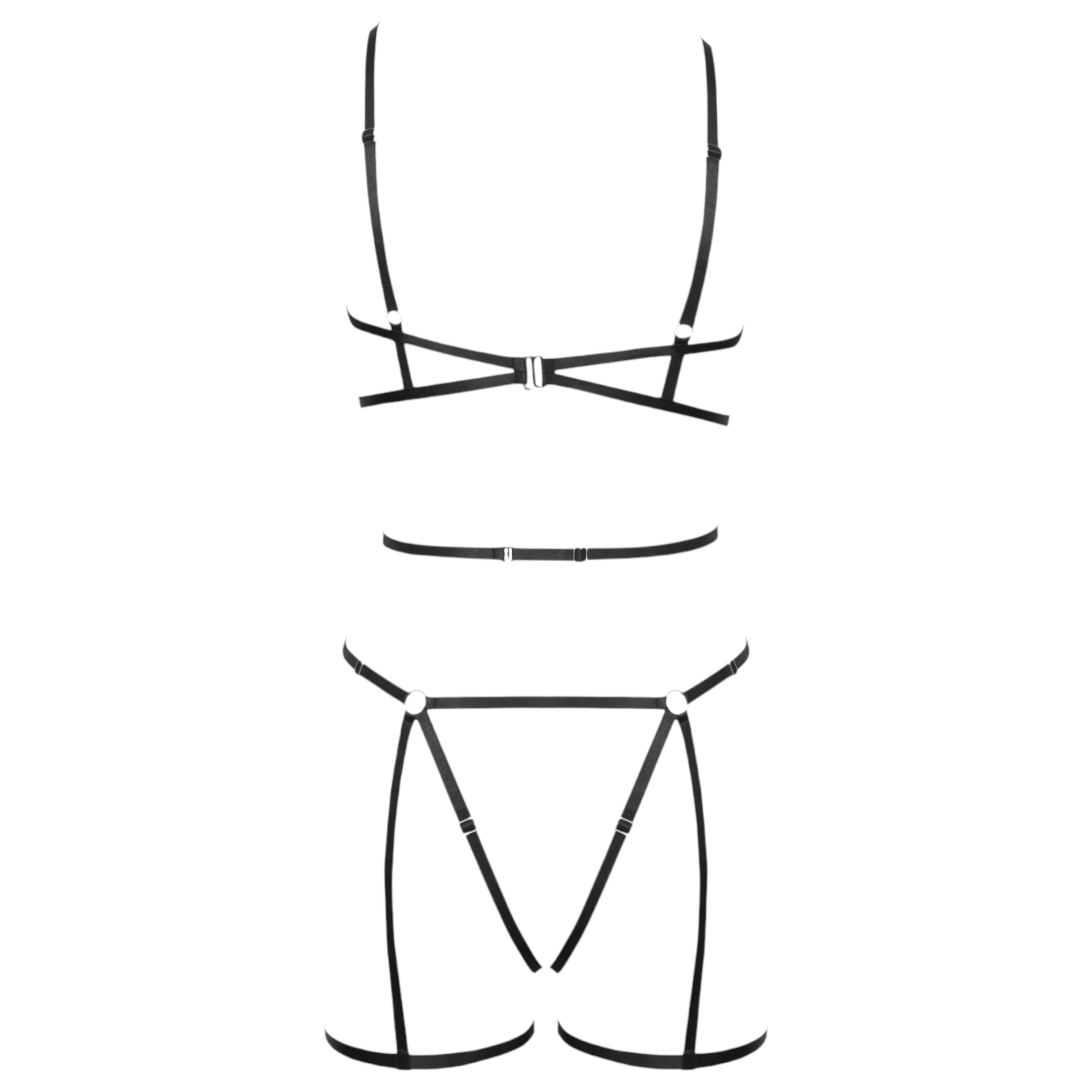 Cottelli – dísz testhám és tanga (fekete) – (S-L)