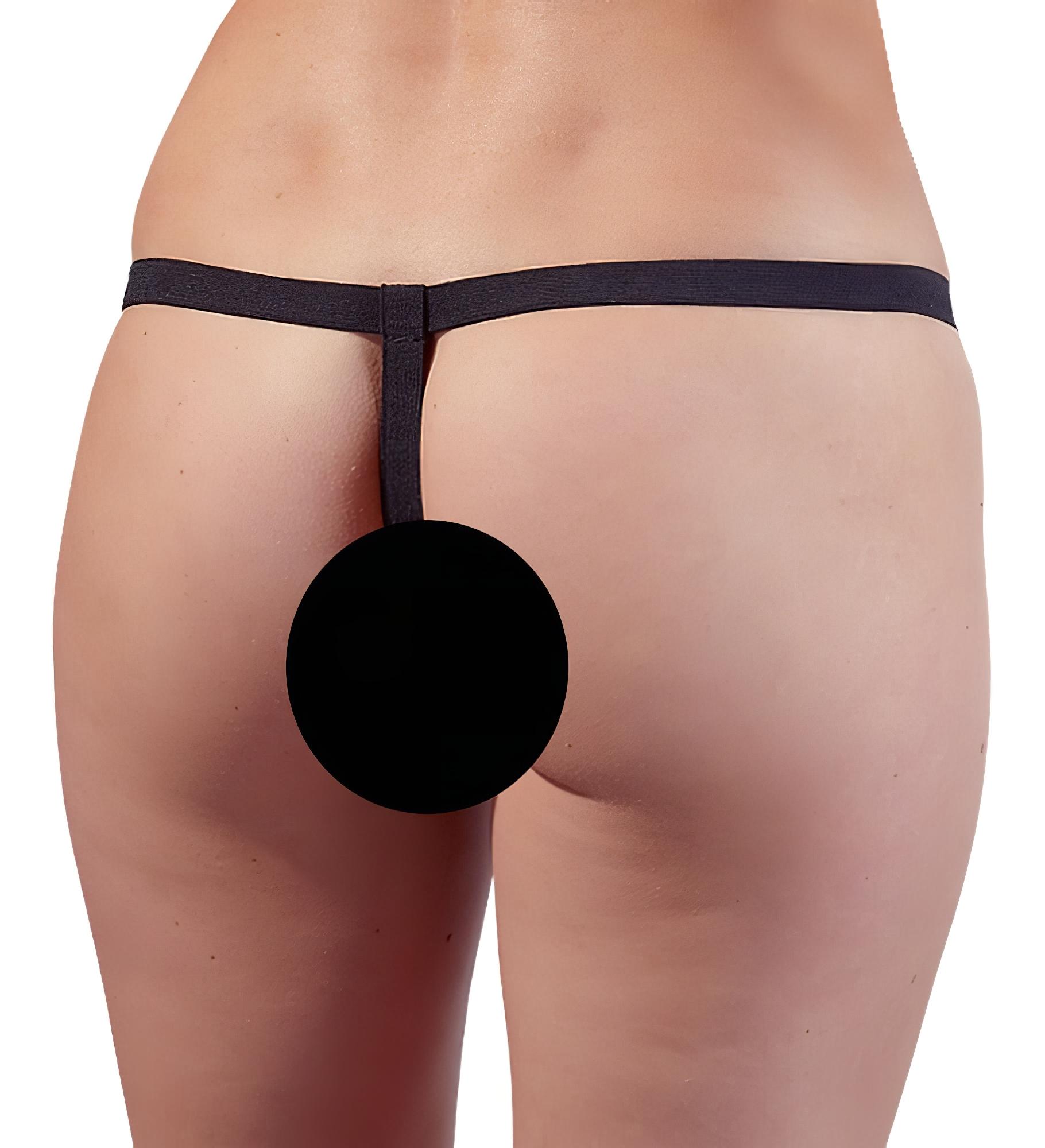 Fetish – szegecses, láncos tanga – fekete (S-L)