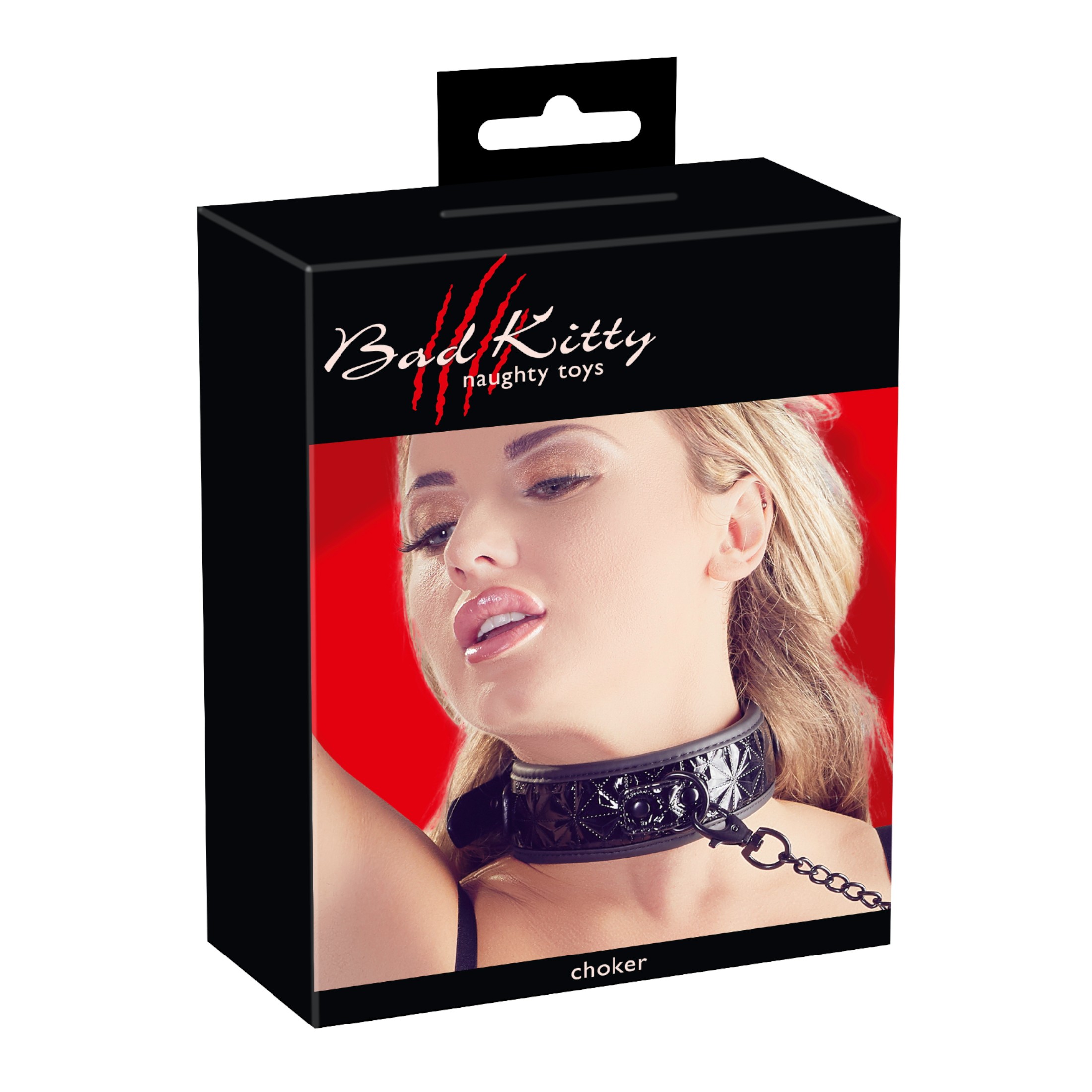 Bad Kitty – drágakőmintás nyakörv és póráz (fekete)