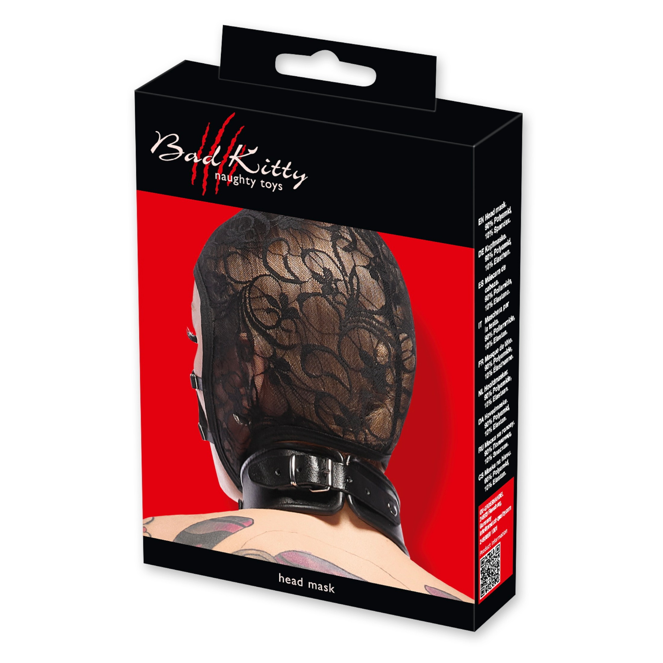 Bad Kitty – csipkés, pántos fejmaszk (fekete)