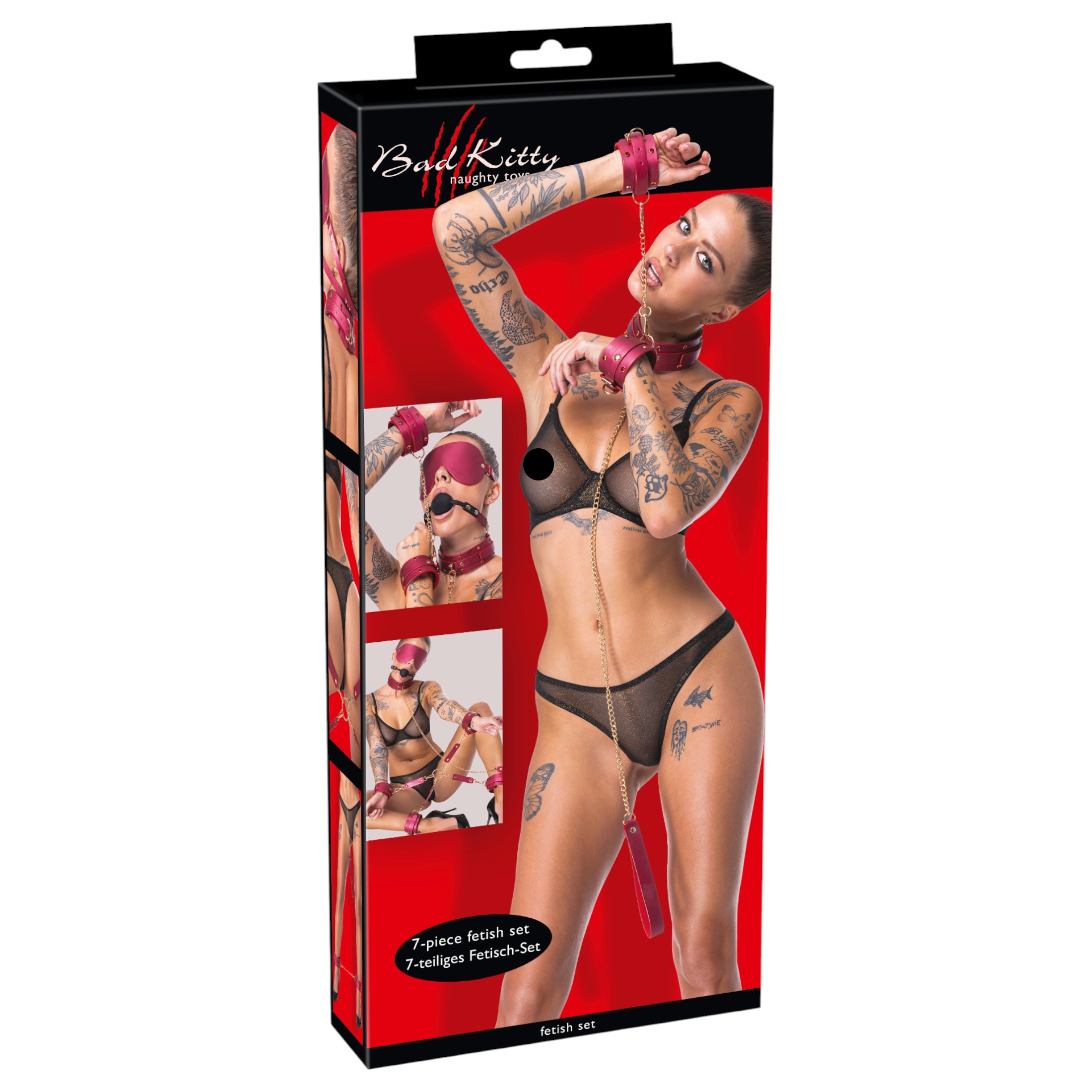 Bad Kitty – bondage szett – 7 részes (piros)