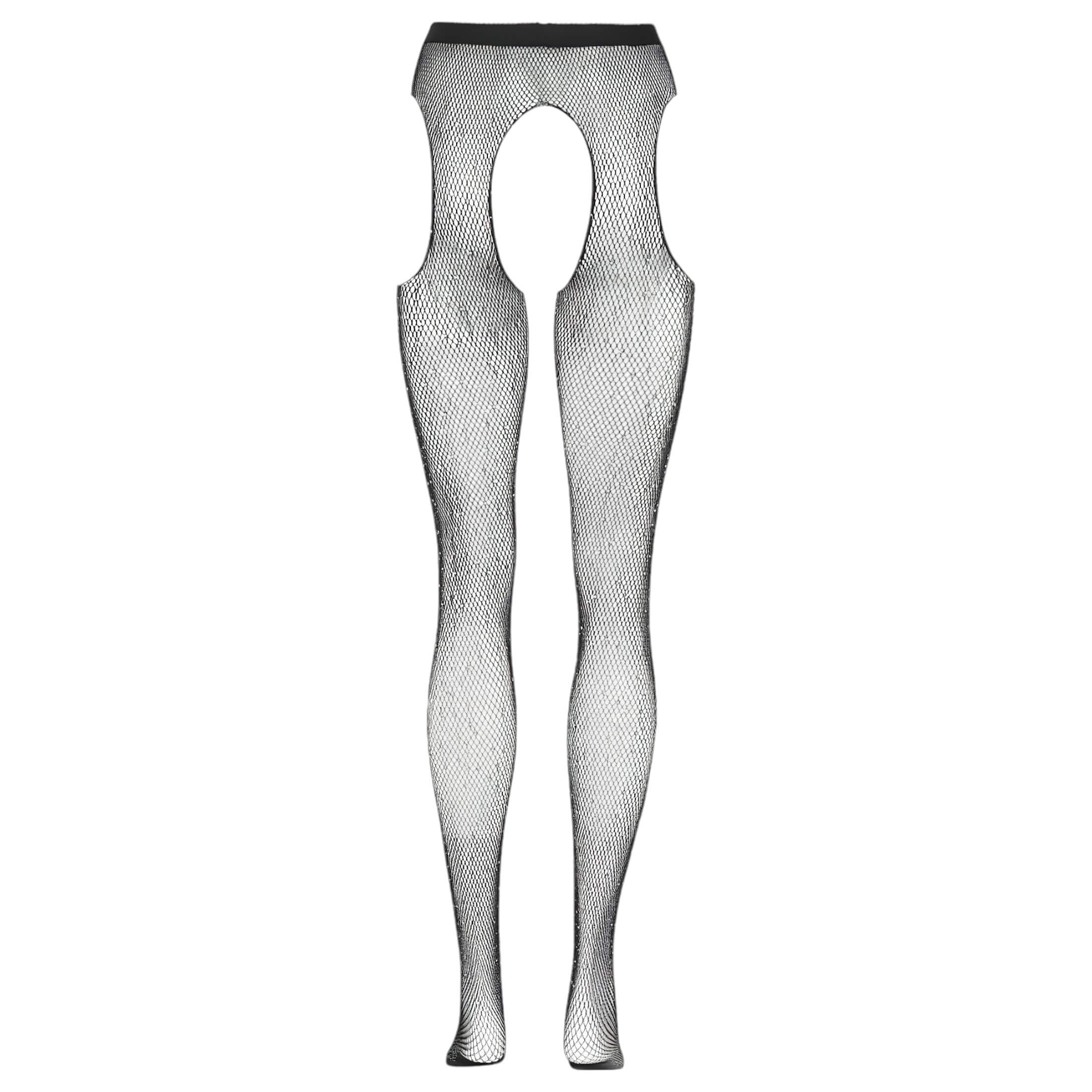 Cottelli Legwear – nyitott, csillogó harisnya – fekete (S-L)