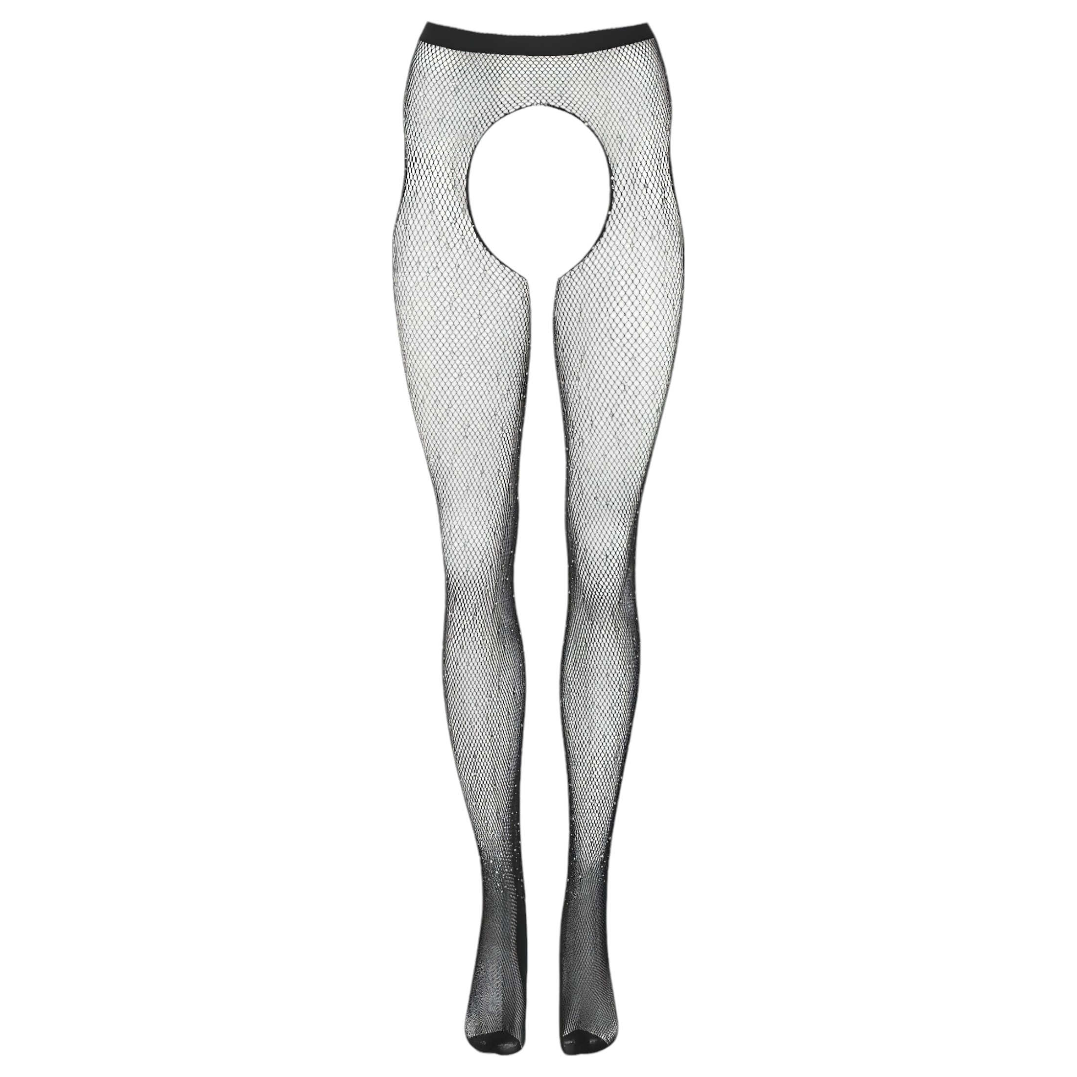 Cottelli Legwear – nyitott, csillogó harisnya – fekete (S-L)