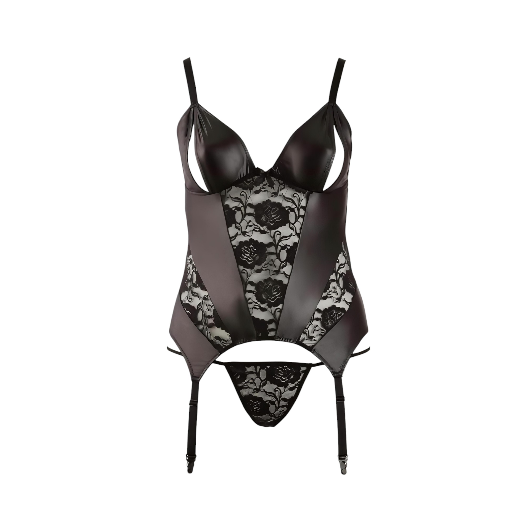 Cottelli – Virágos női felső, molett fazonban (fekete)