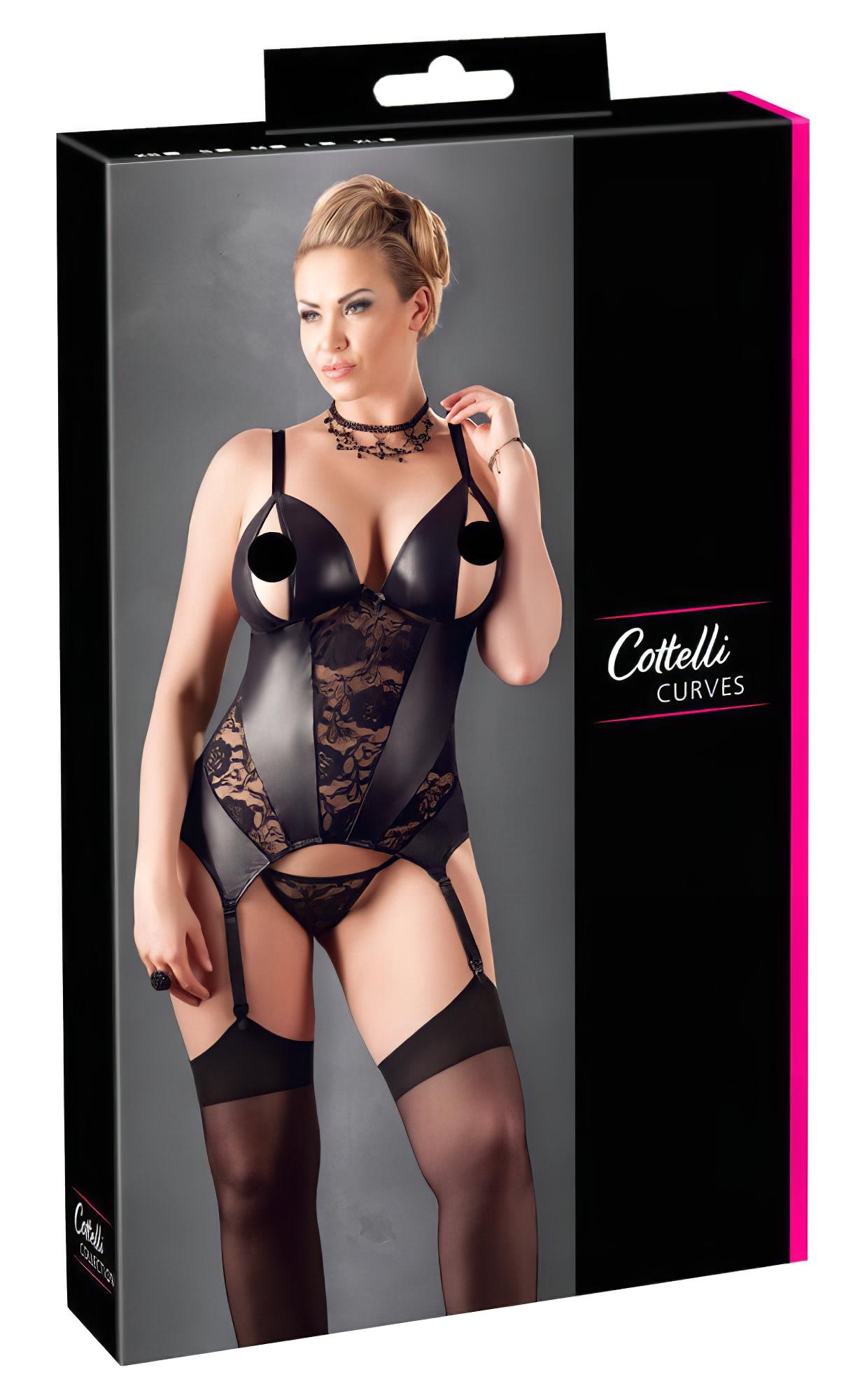 Cottelli – Virágos női felső, molett fazonban (fekete)